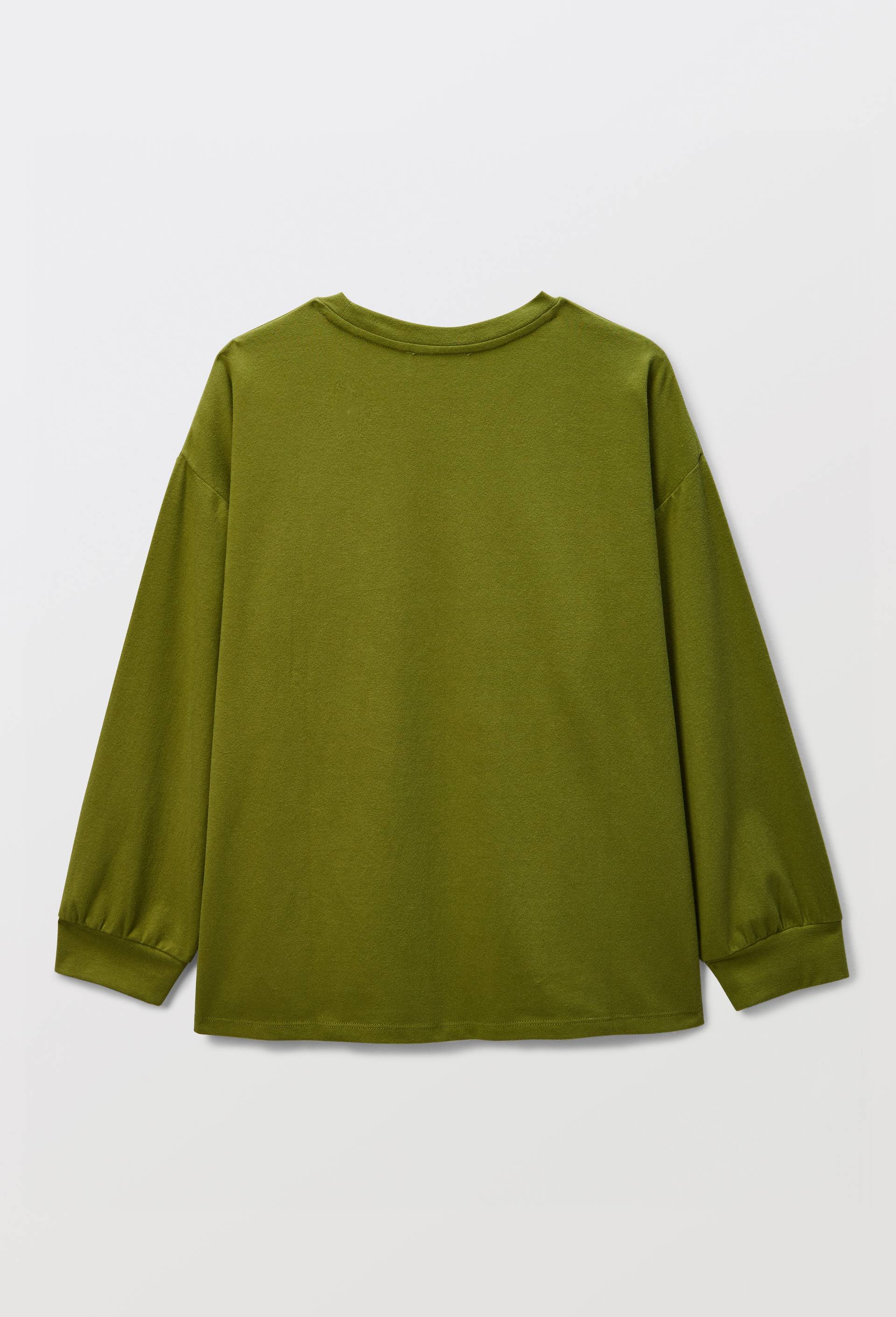 Sweat uni en coton et modal, Vert, large image number 4