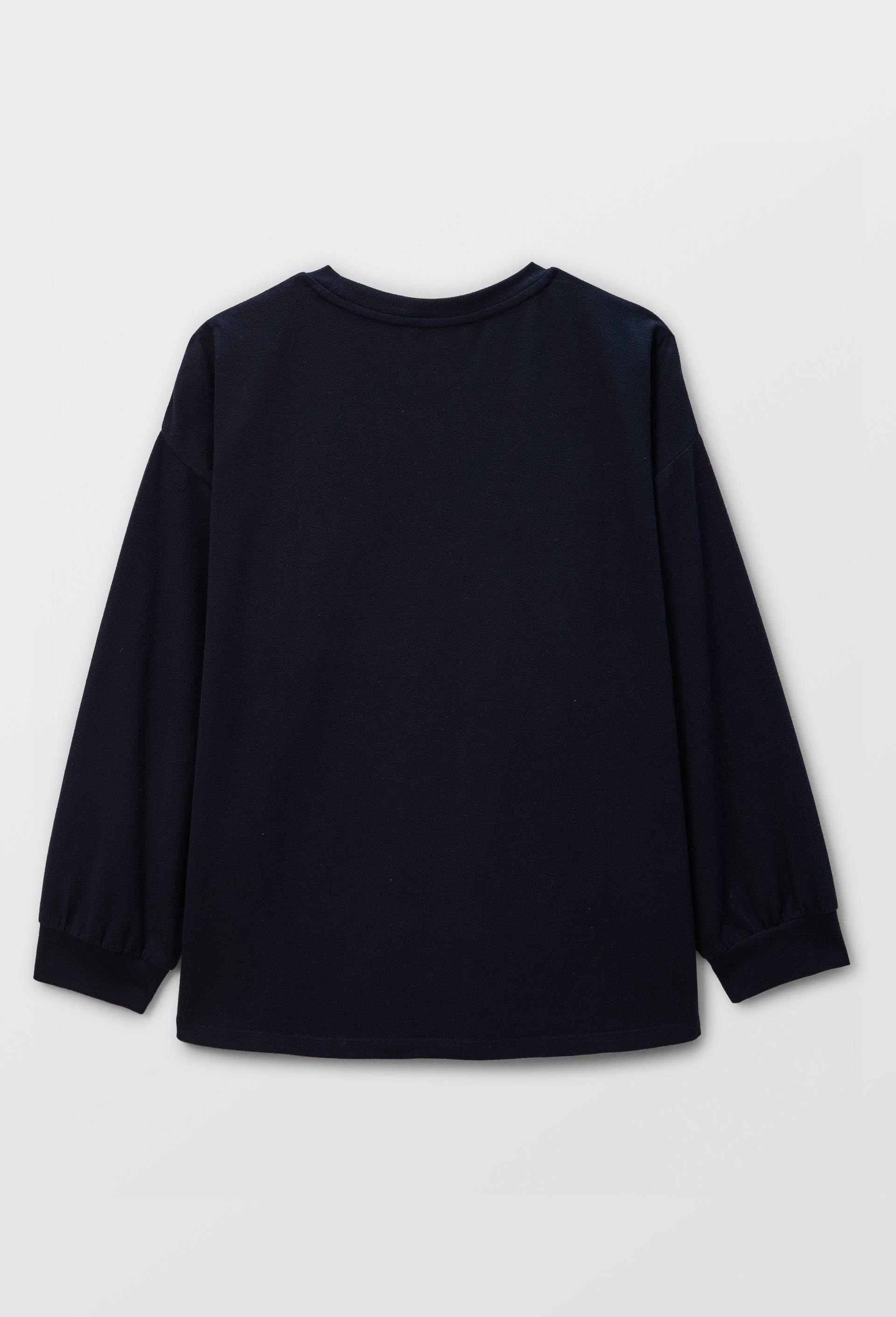 Sweat uni en coton et modal, Bleu fonc&eacute;, large image number 3.0