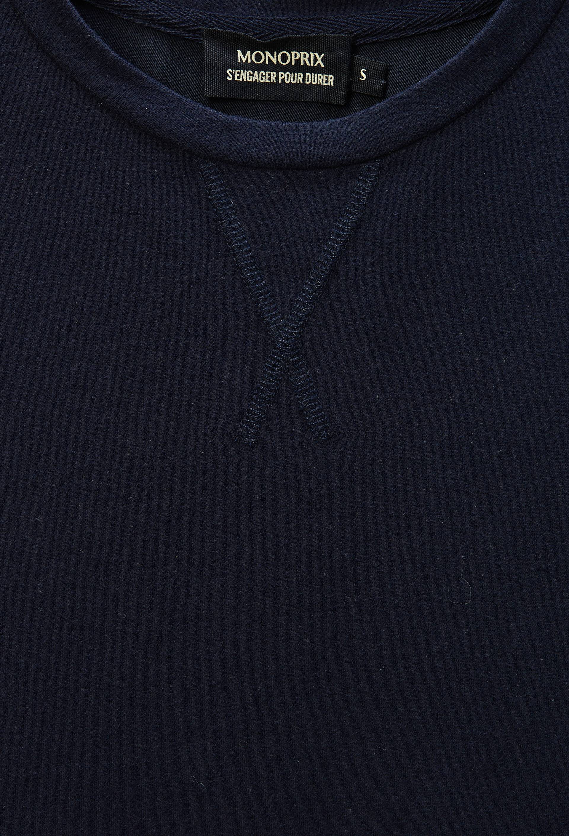 Sweat uni en coton et modal, Bleu fonc&eacute;, large image number 4.0