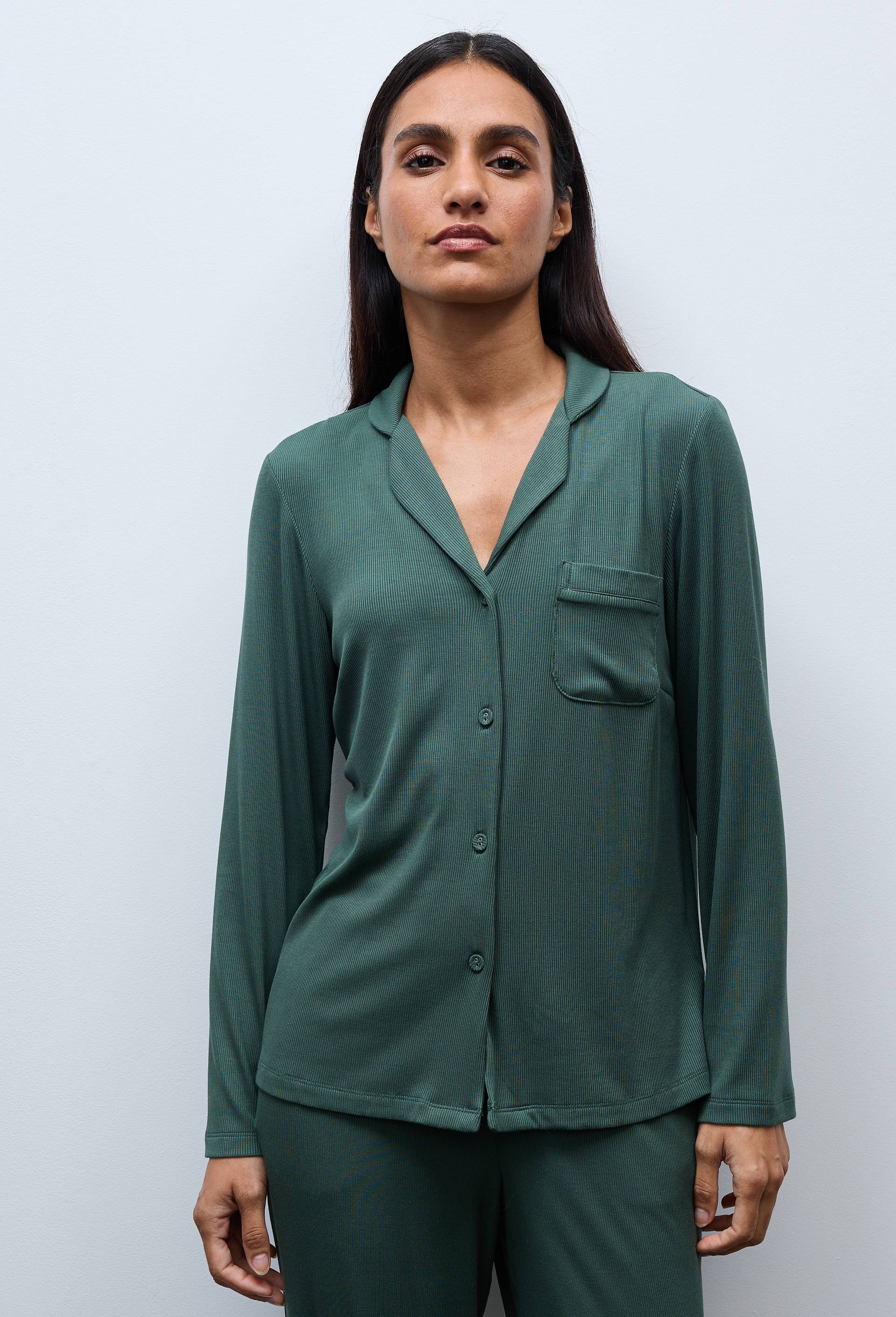 Chemise de pyjama en modal c&ocirc;tel&eacute;, Vert fonc&eacute;, large image number 0