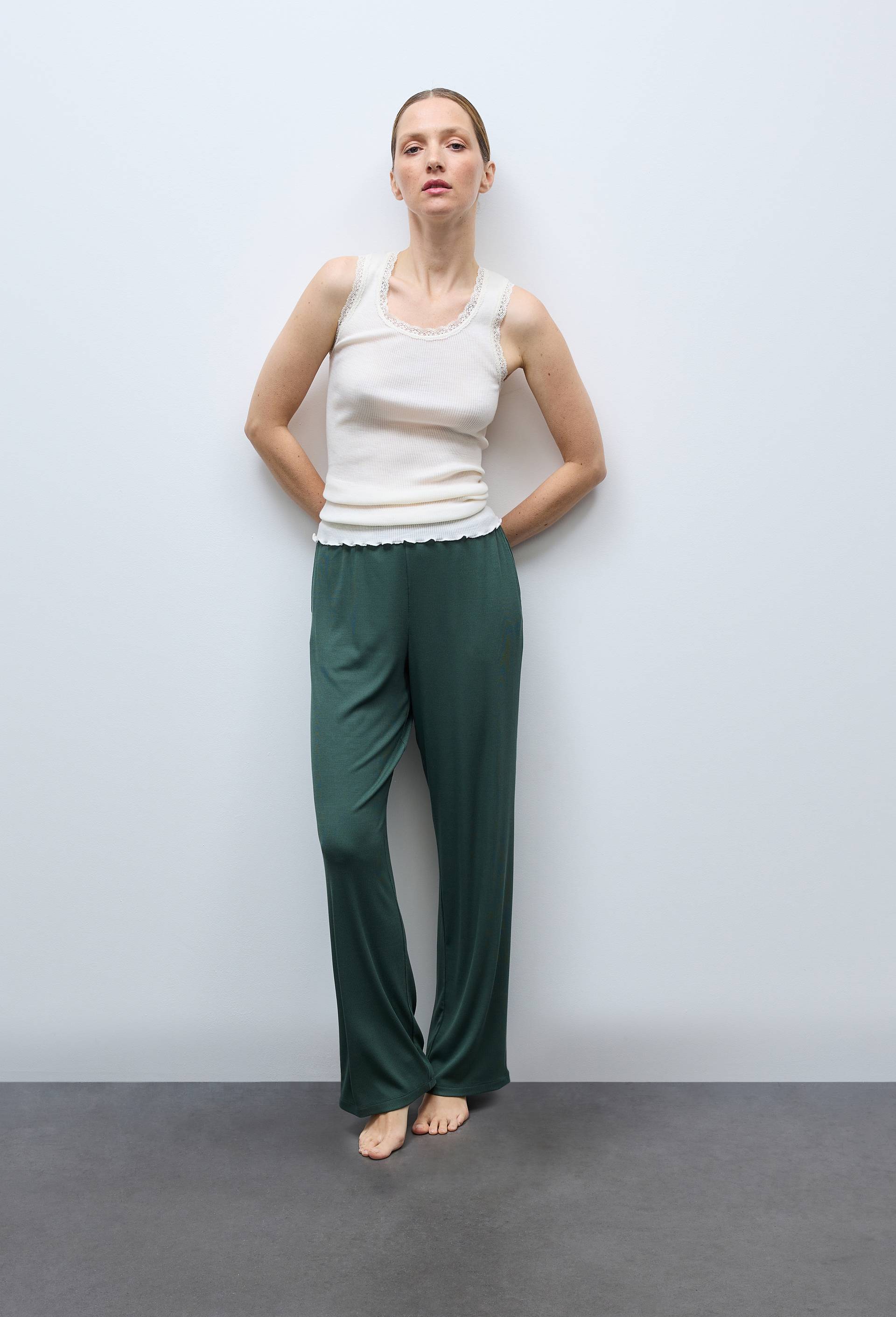 Pantalon de pyjama en modal c&ocirc;tel&eacute;, Vert fonc&eacute;, large image number 0