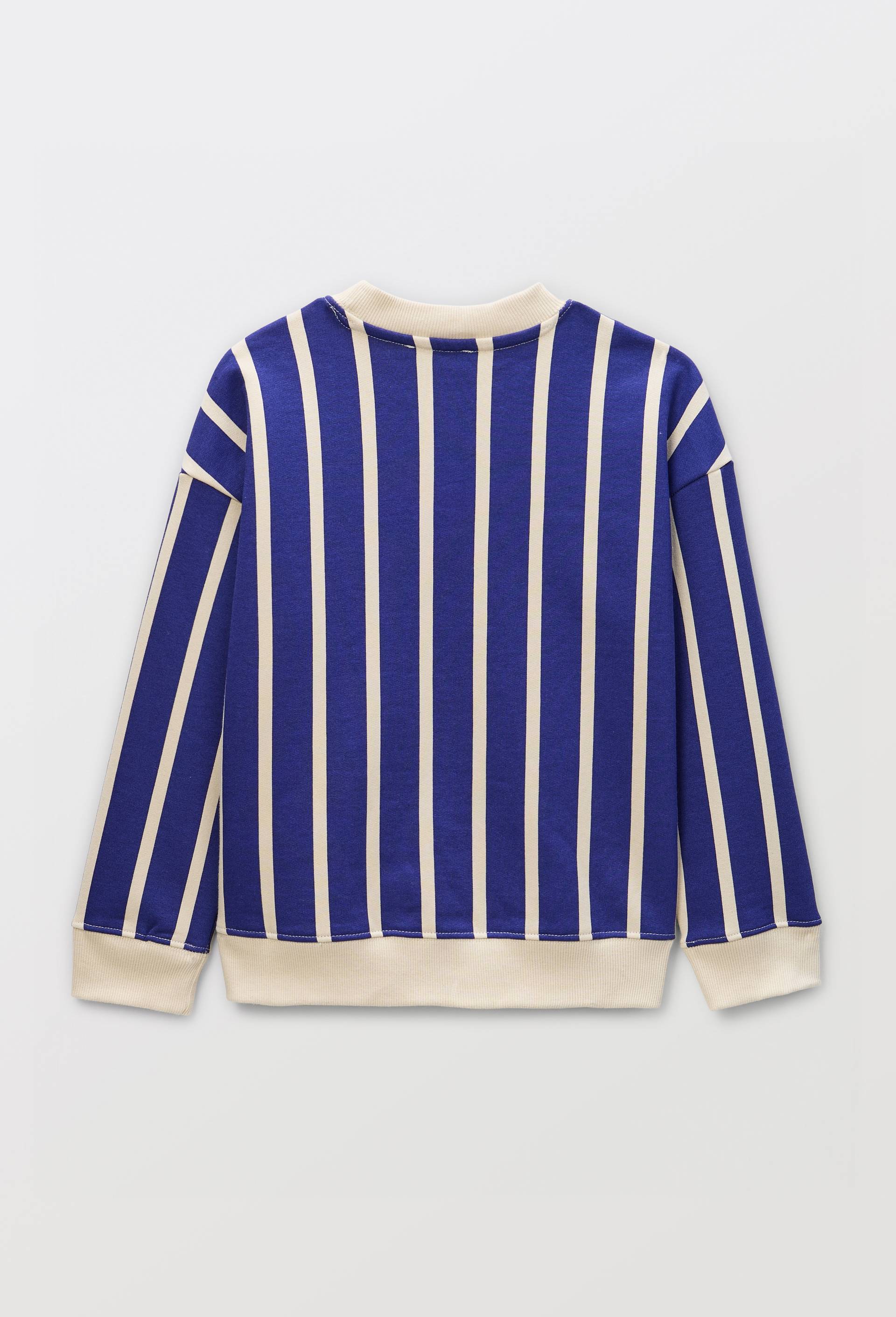 Sweat col rond imprim&eacute; en coton BIO GOTS, Bleu, large image number 1