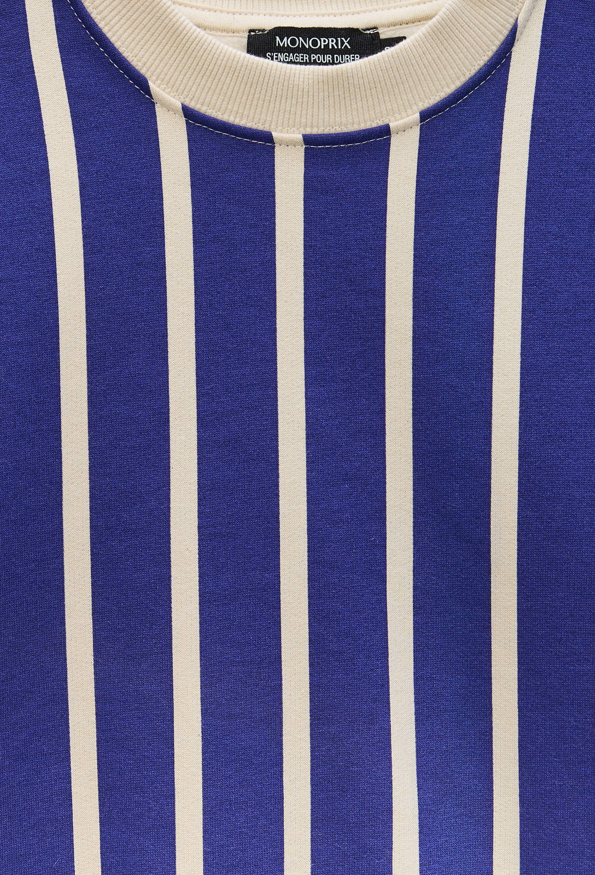 Sweat col rond imprim&eacute; en coton BIO GOTS, Bleu, large image number 2