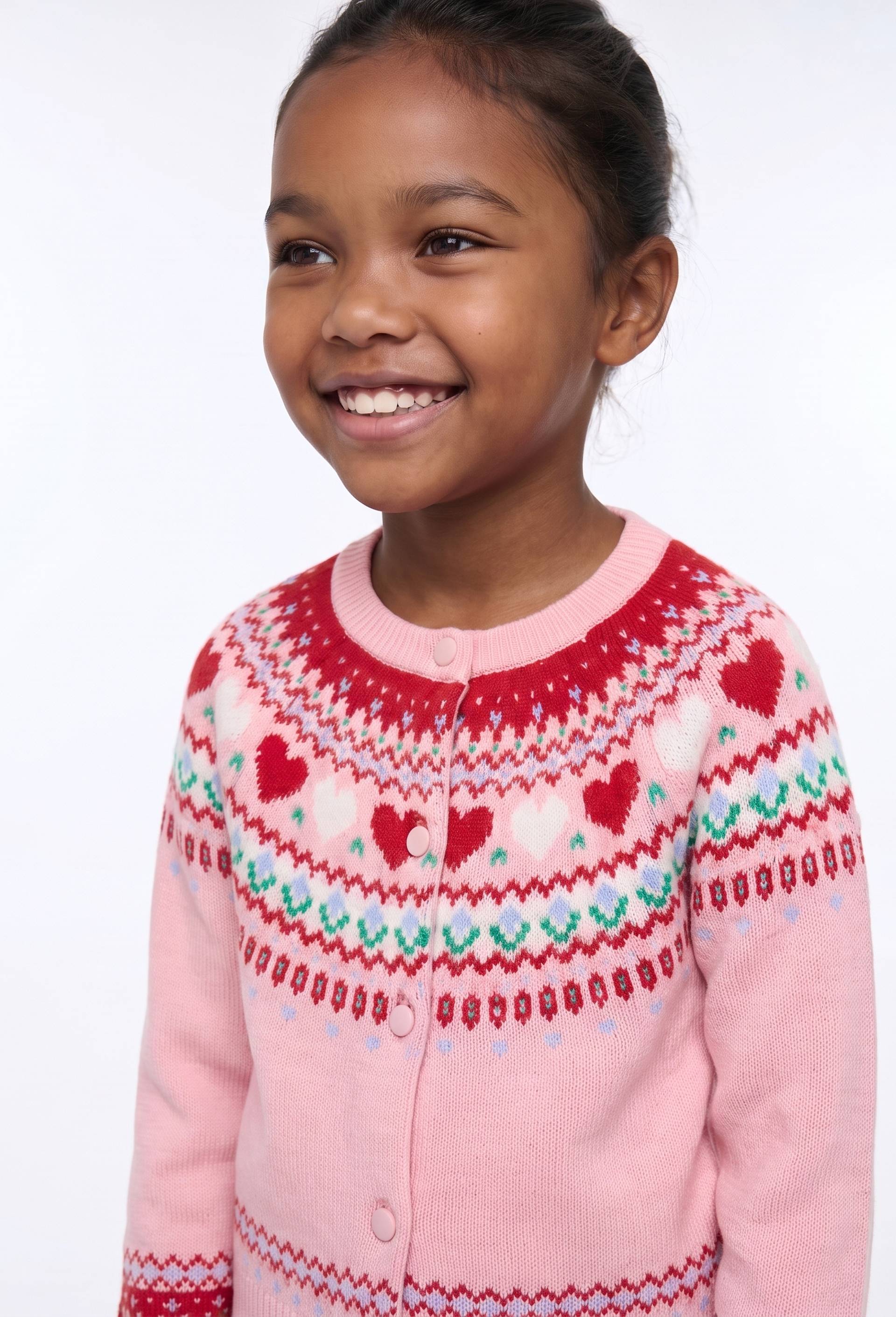 Cardigan jacquard contenant de la laine, Rose, large image number 0.0
