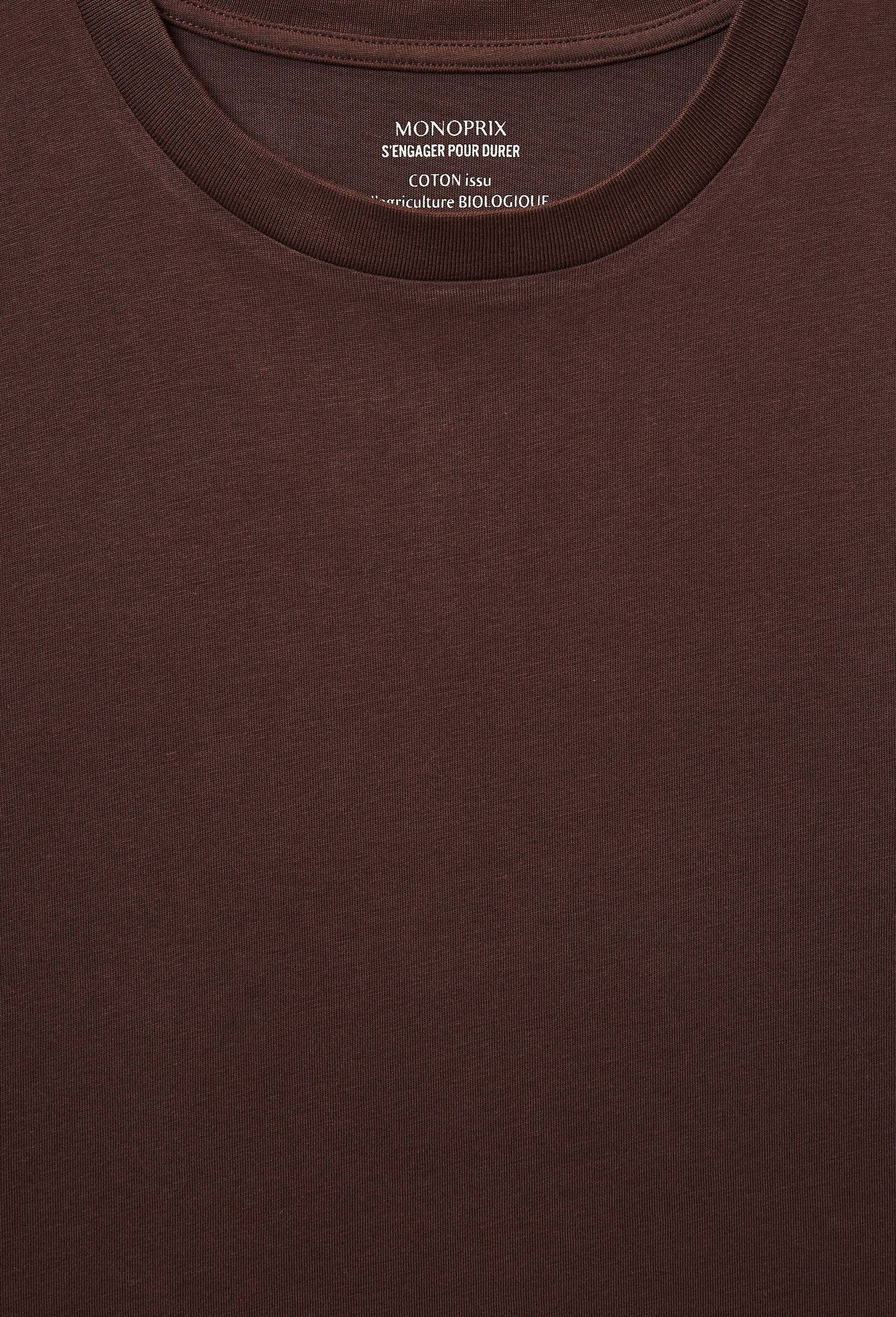 T-Shirt manches longues uni en coton BIO GOTS, Brun fonc&eacute;, large image number 4.0