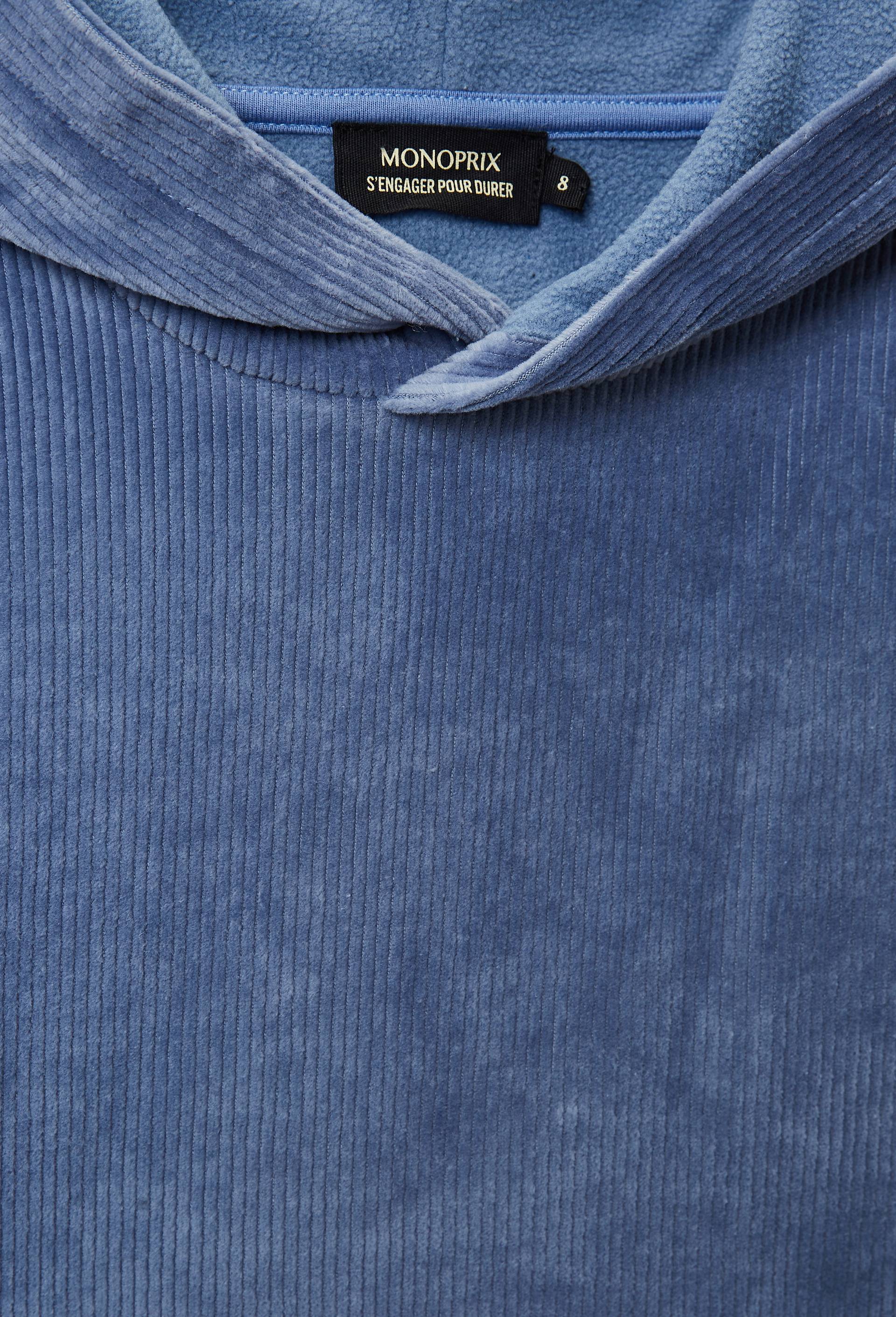 Sweat &agrave; capuche imprim&eacute; contenant du coton BIO GOTS, Bleu, large image number 2