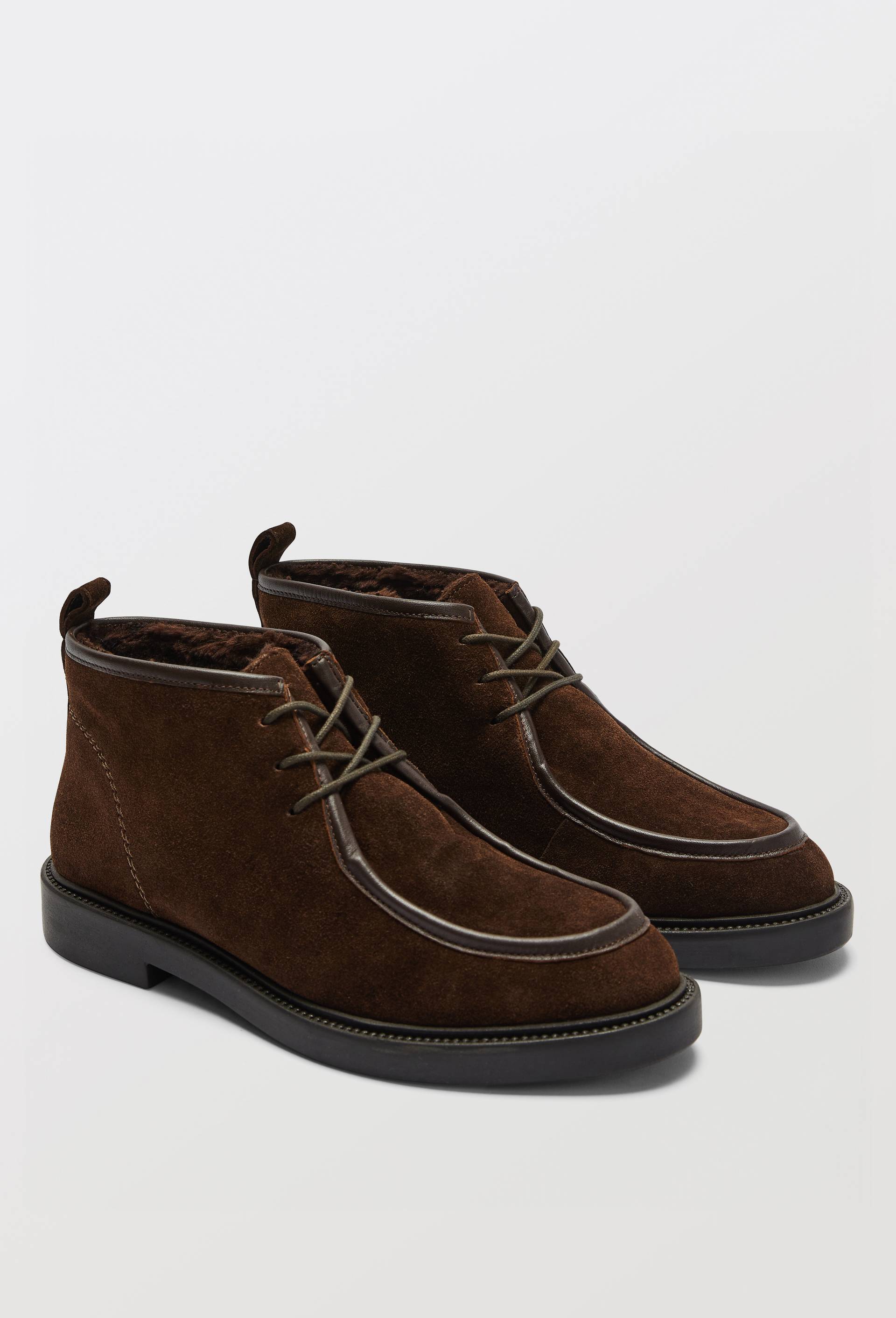 Derbies fourr&eacute;es en cuir, Brun, large image number 0.0