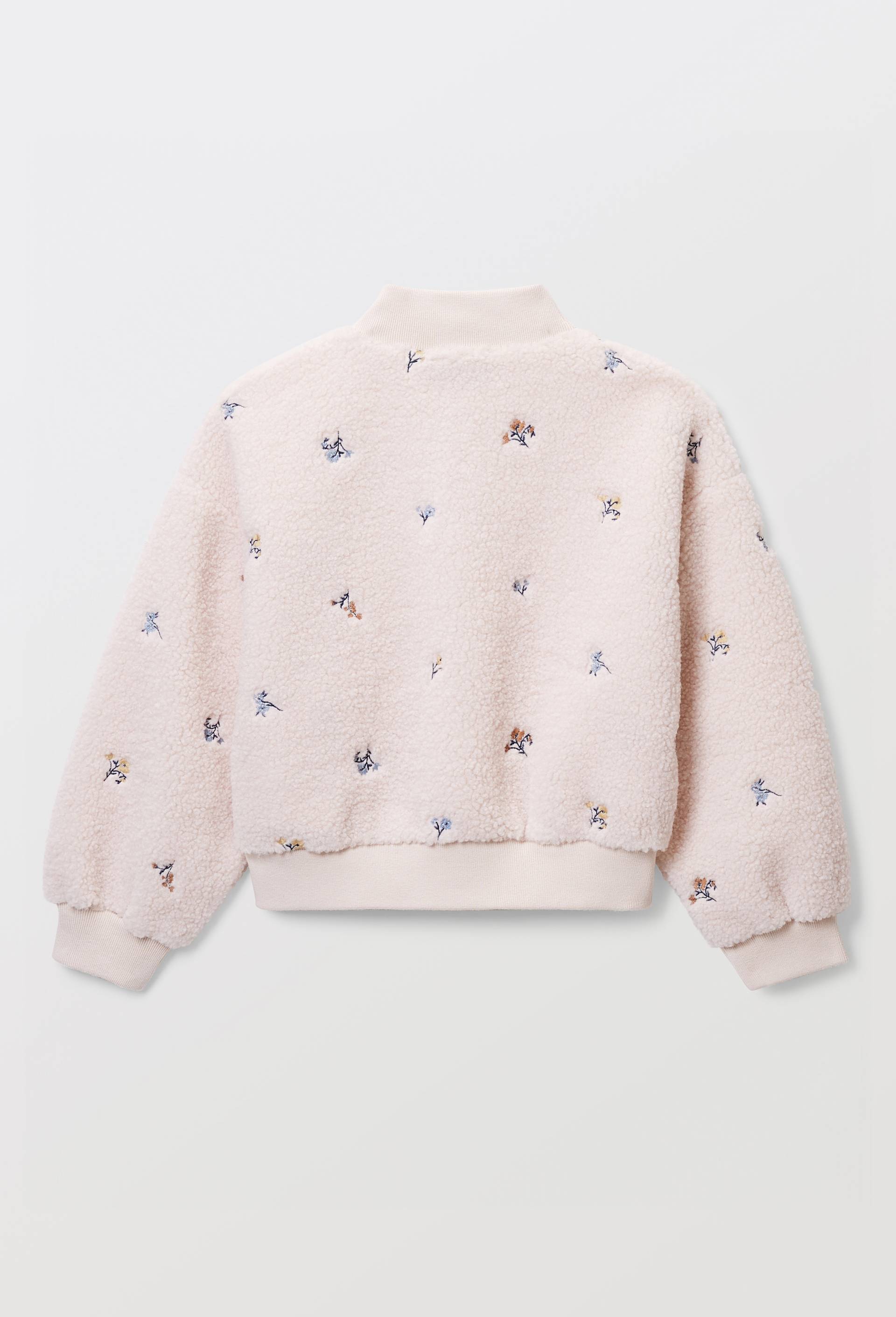 Sweat col montant brod&eacute; en sherpa, Beige clair, large image number 1