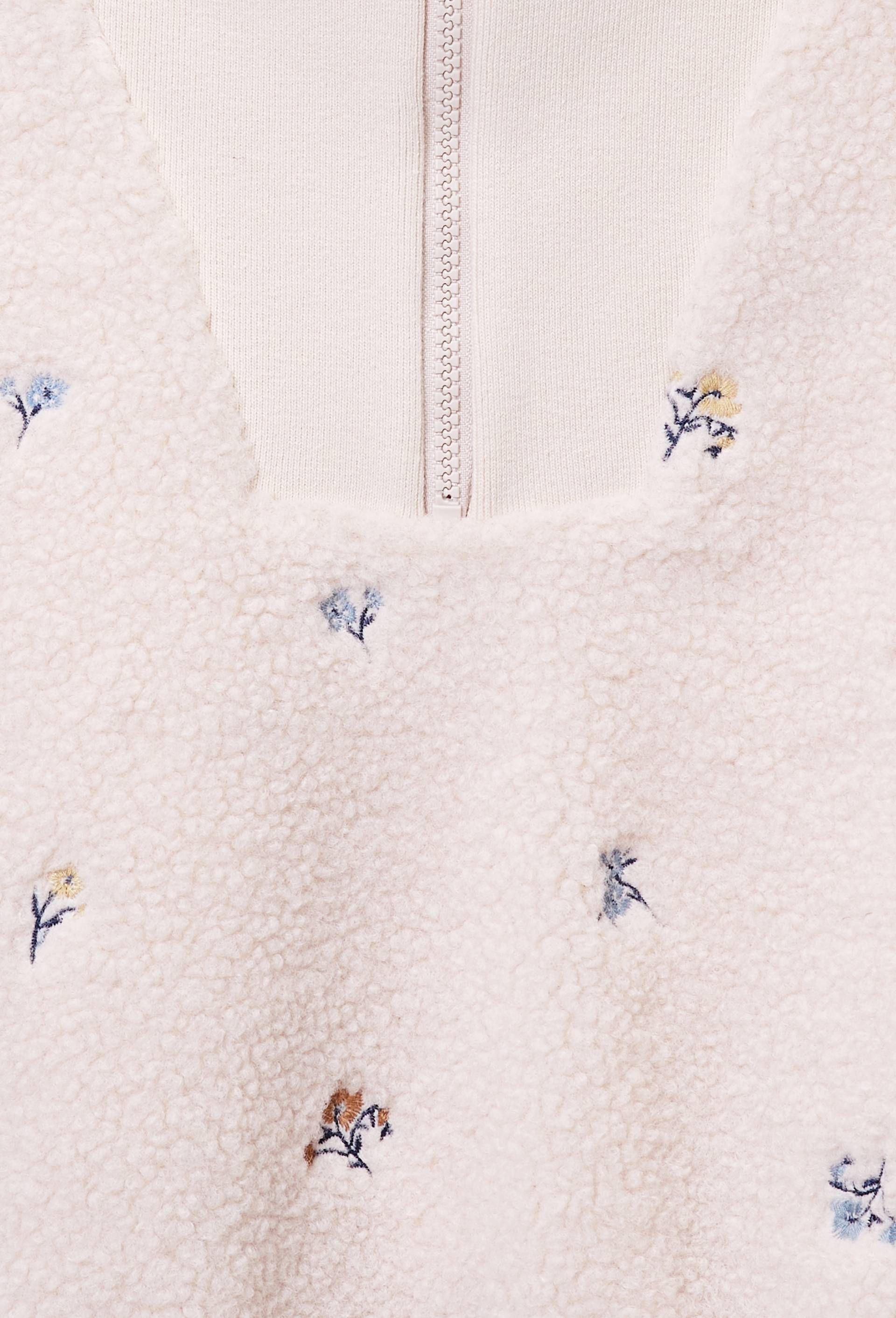Sweat col montant brod&eacute; en sherpa, Beige clair, large image number 2