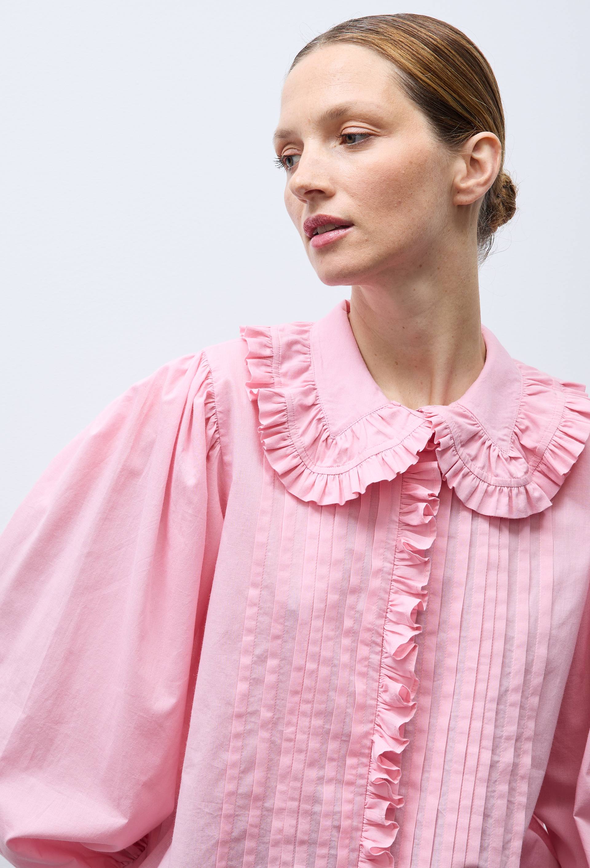 Chemise manches longues unie en coton BIO GOTS, Rose, large image number 1
