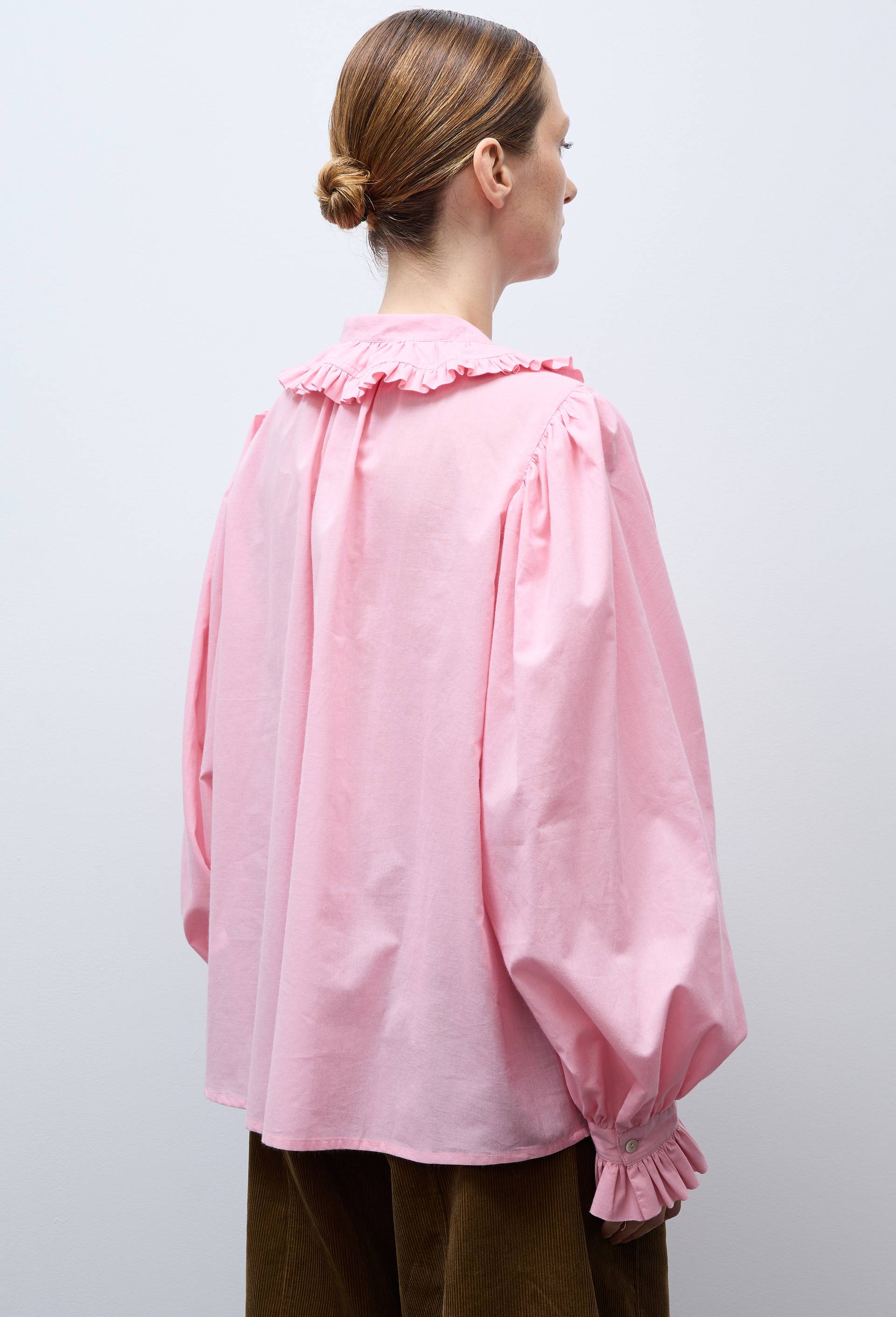 Chemise manches longues unie en coton BIO GOTS, Rose, large image number 2