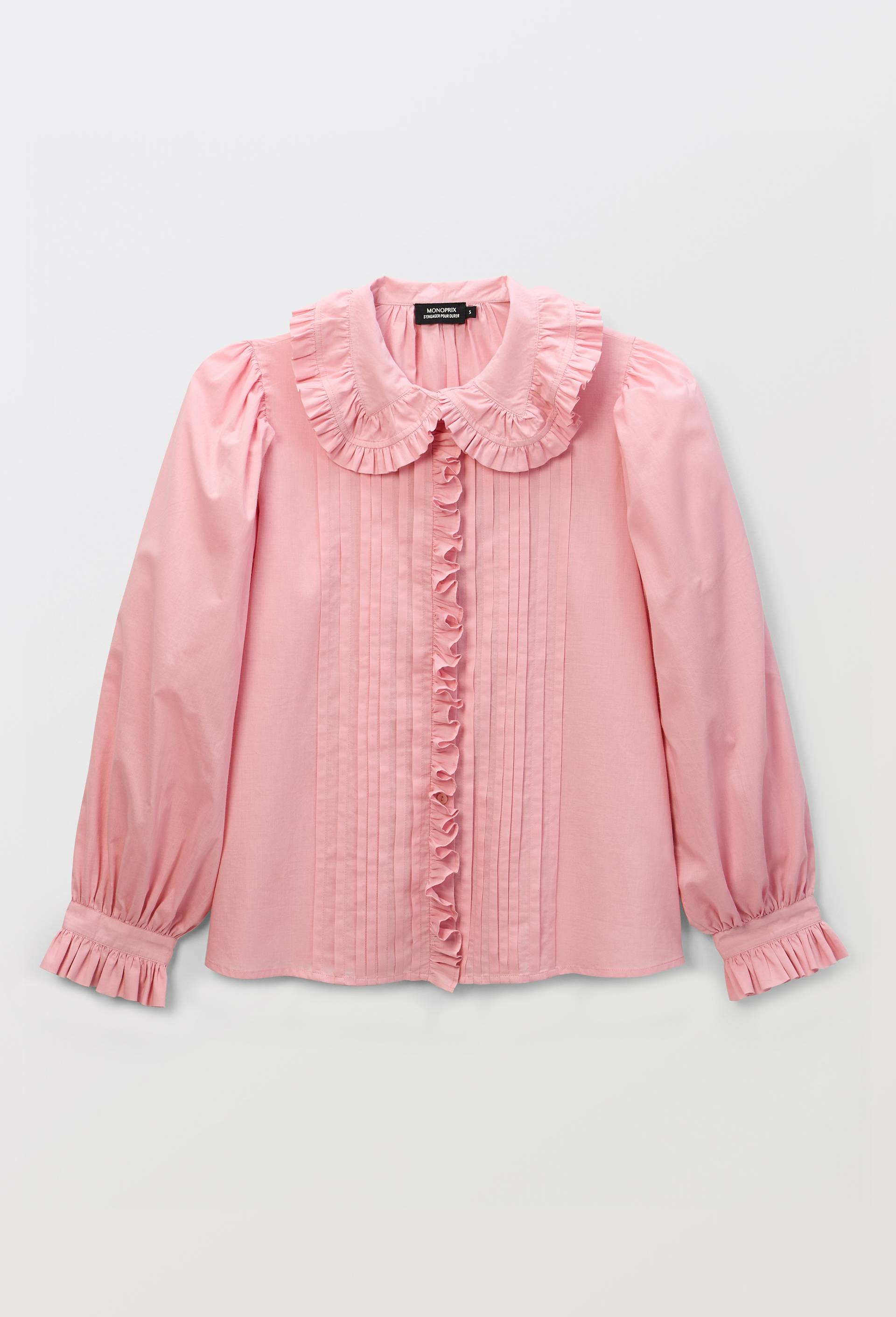 Chemise manches longues unie en coton BIO GOTS, Rose, large image number 3