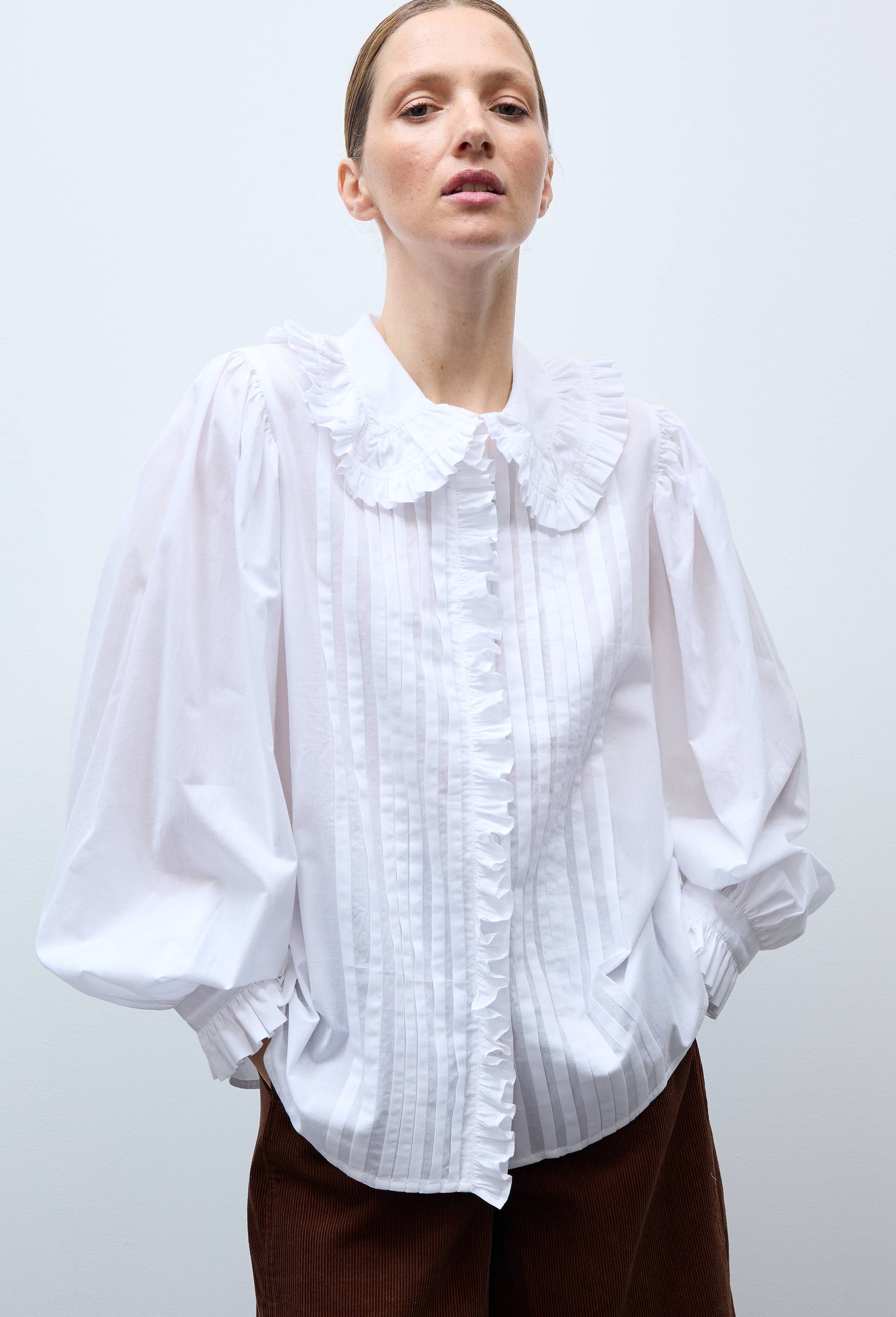 Chemise manches longues unie en coton BIO GOTS, Ecru, large image number 0