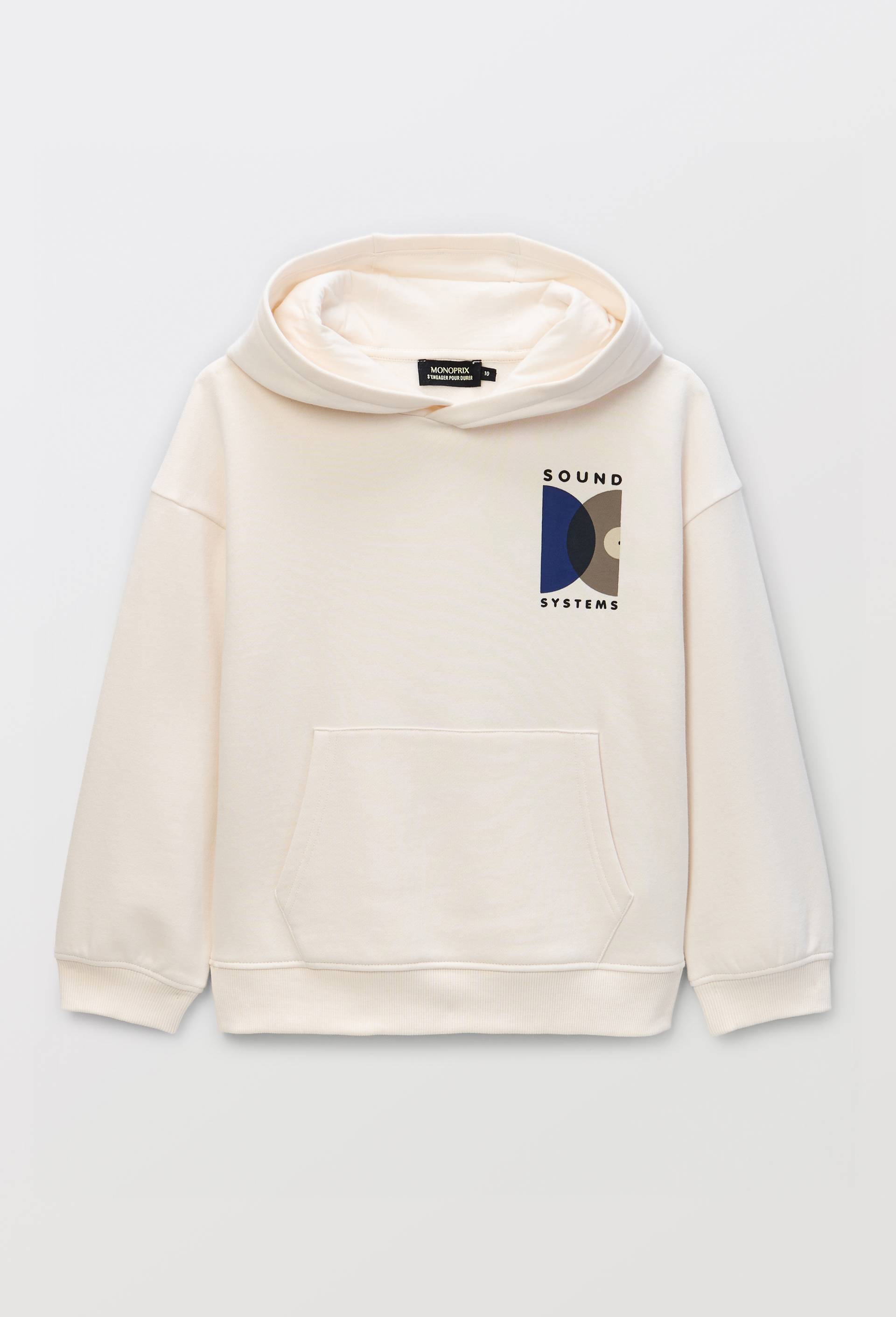 Sweat &agrave; capuche imprim&eacute; en coton BIO GOTS, Beige clair, large image number 1