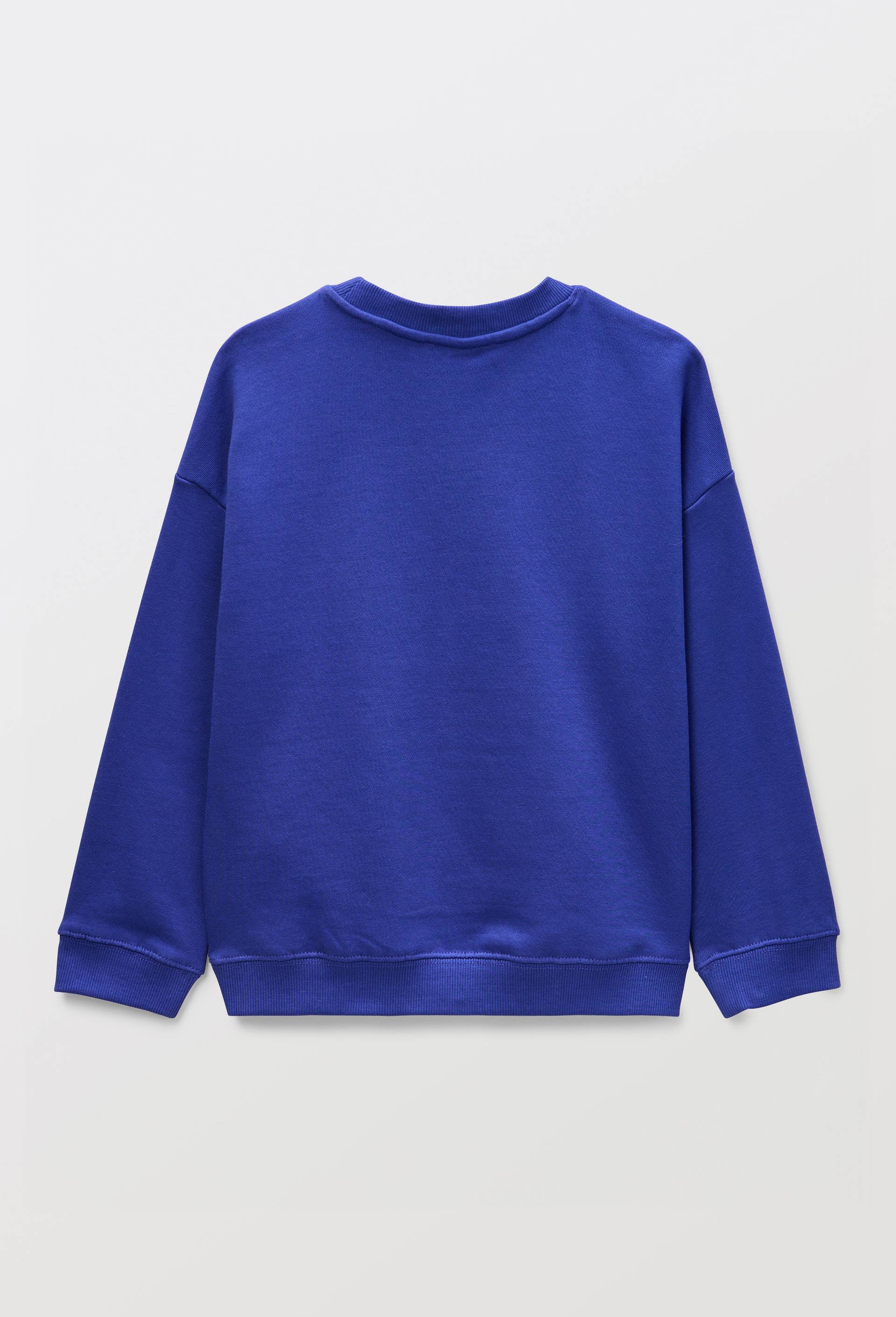 Sweat imprim&eacute; en coton BIO GOTS, Bleu, large image number 1