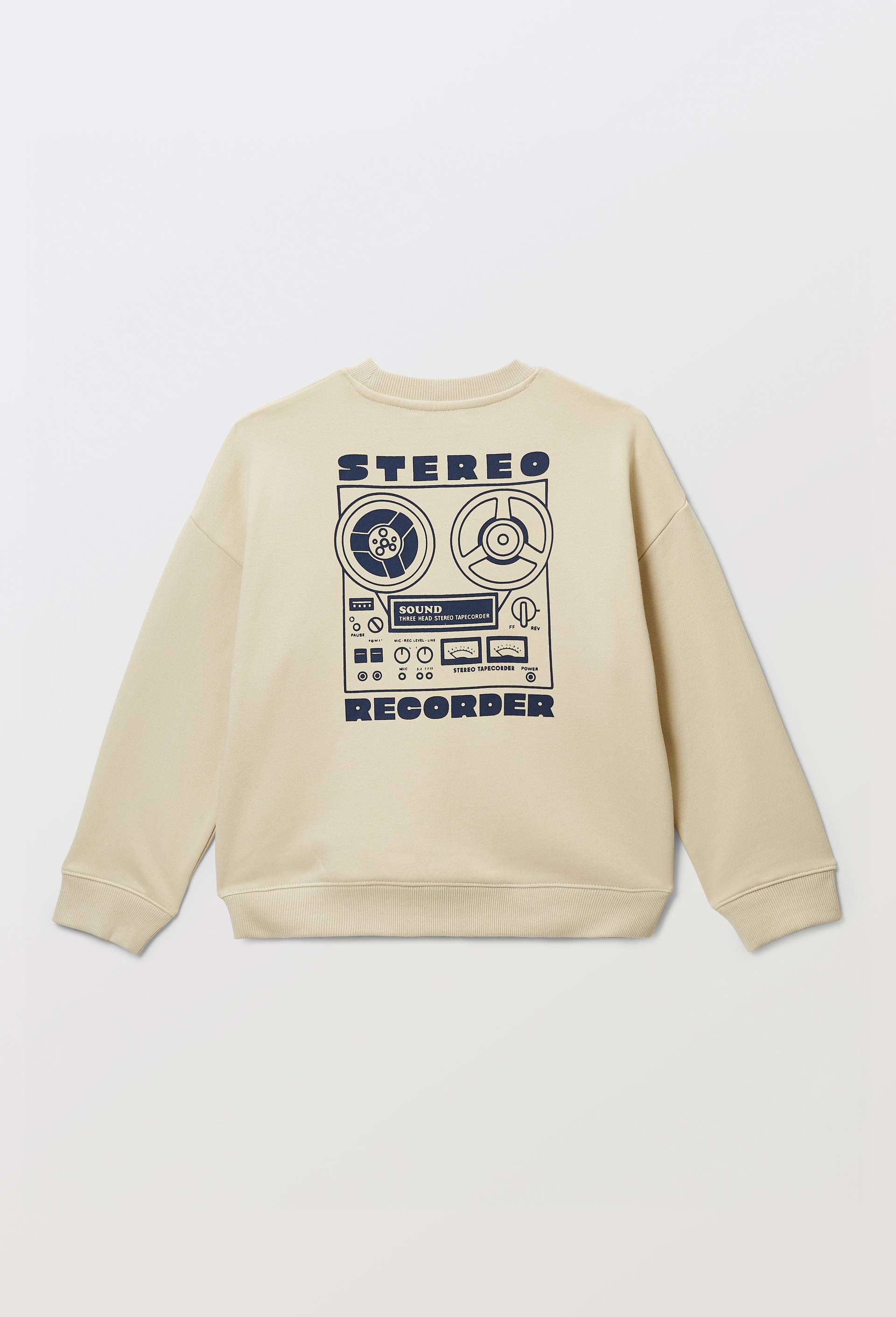 Sweat col rond imprim&eacute; en coton BIO GOTS, Beige, large image number 1.0