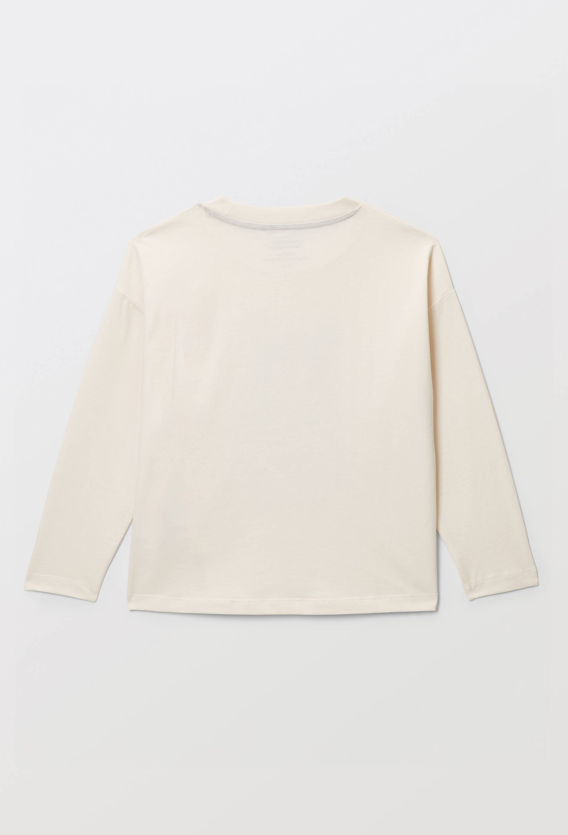 T-shirt manches longues imprim&eacute; en coton BIO GOTS, Beige clair, large image number 2.0
