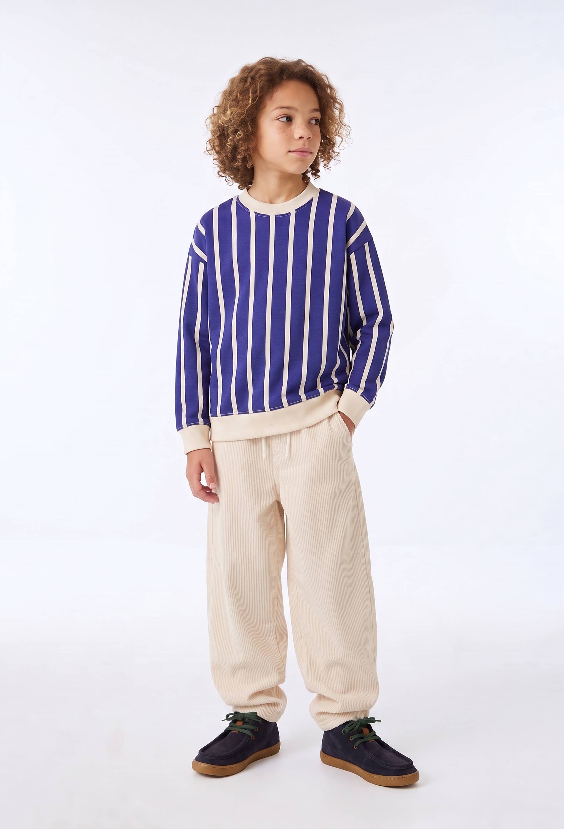 Pantalon taille &eacute;lastiqu&eacute;e uni contient du coton, Beige clair, large image number 0.0