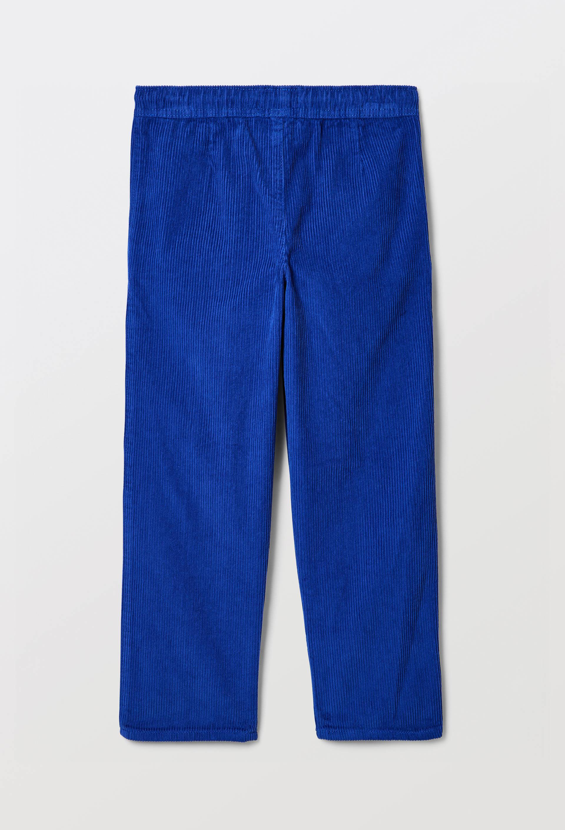Pantalon taille &eacute;lastiqu&eacute;e uni contient du coton, Bleu, large image number 1.0