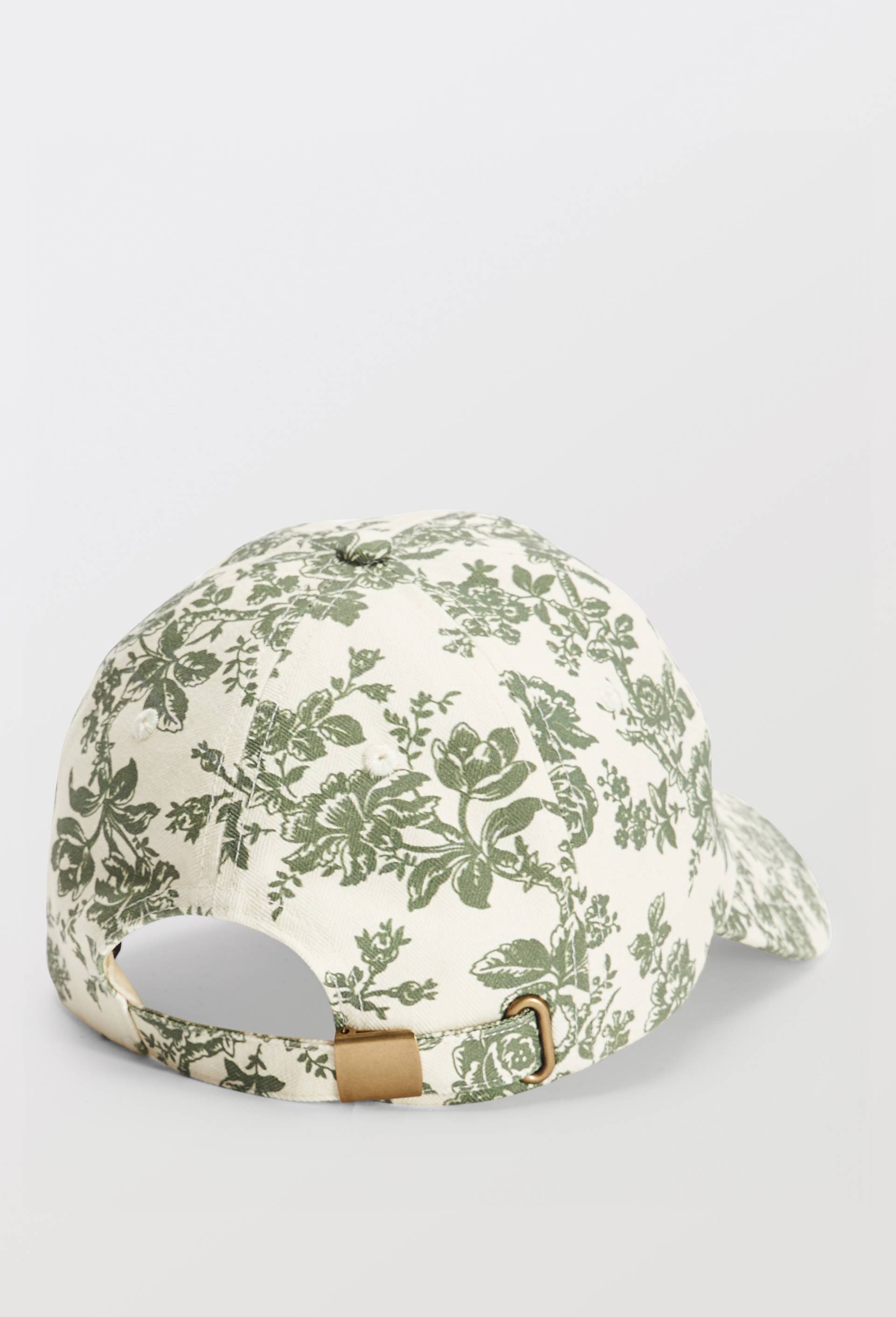 Casquette imprim&eacute;e floral en coton, Vert fonc&eacute;, large image number 1