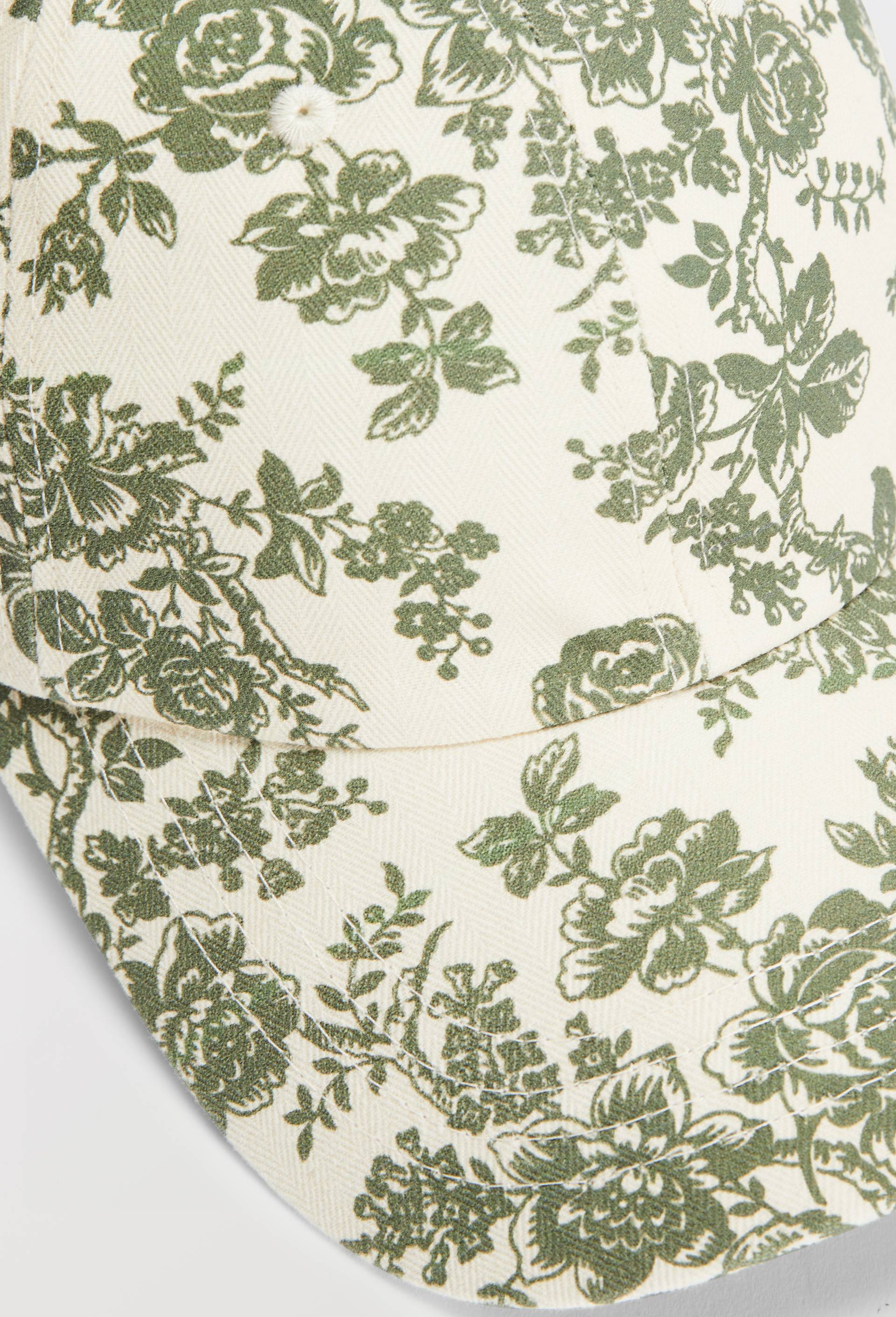 Casquette imprim&eacute;e floral en coton, Vert fonc&eacute;, large image number 2.0