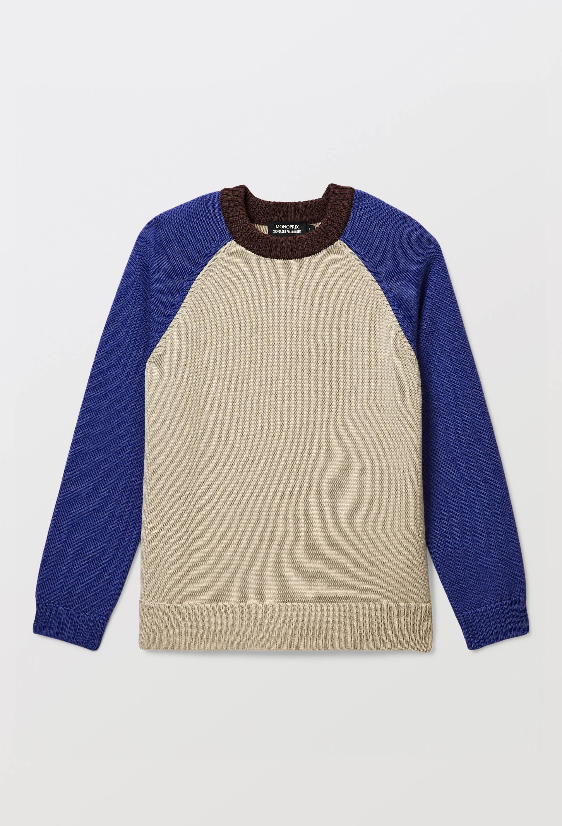Pull color block contenant de la laine, Bleu, large image number 0.0