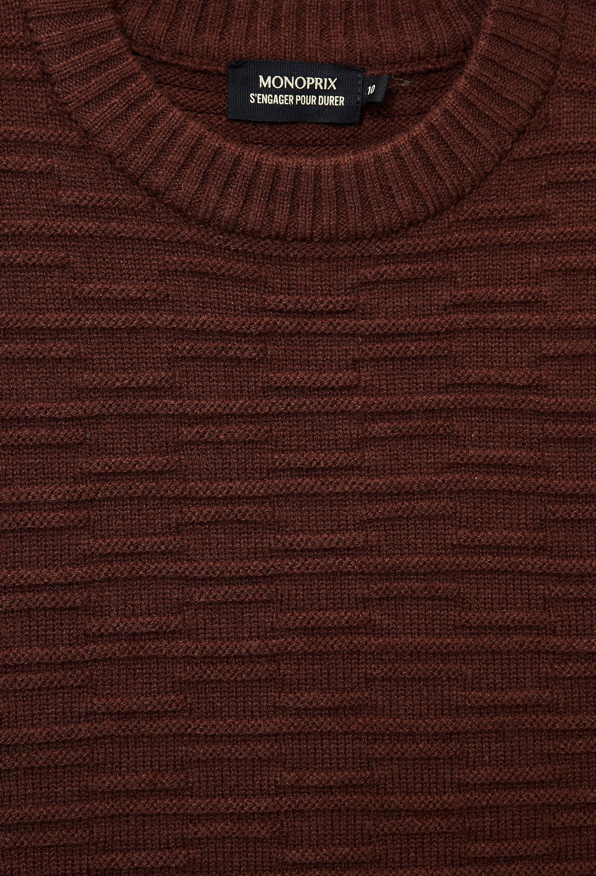 Pull ray&eacute; en coton, Brun fonc&eacute;, large image number 4.0