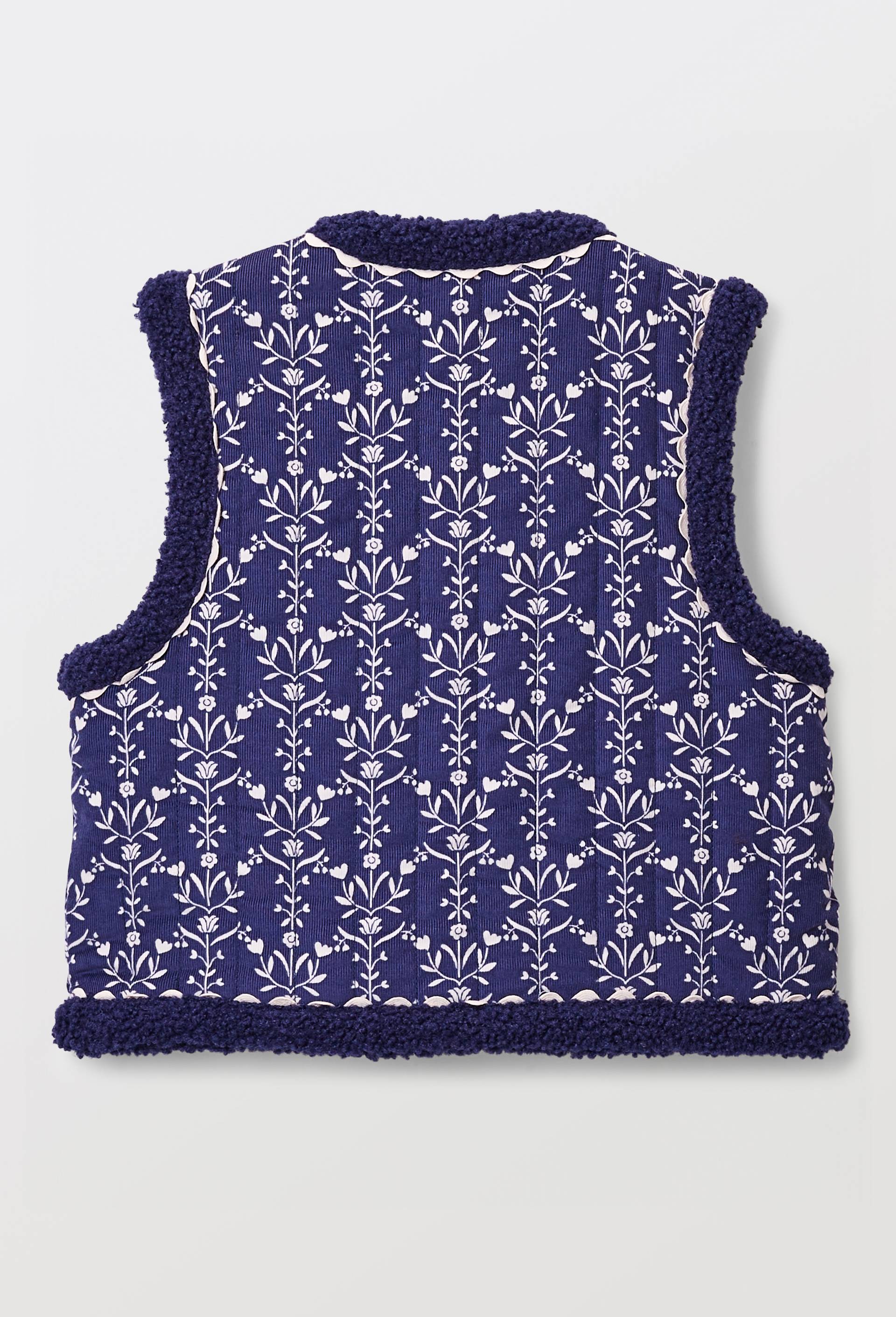 Gilet sans manches imprim&eacute; avec doublure en sherpa, Bleu fonc&eacute;, large image number 1.0
