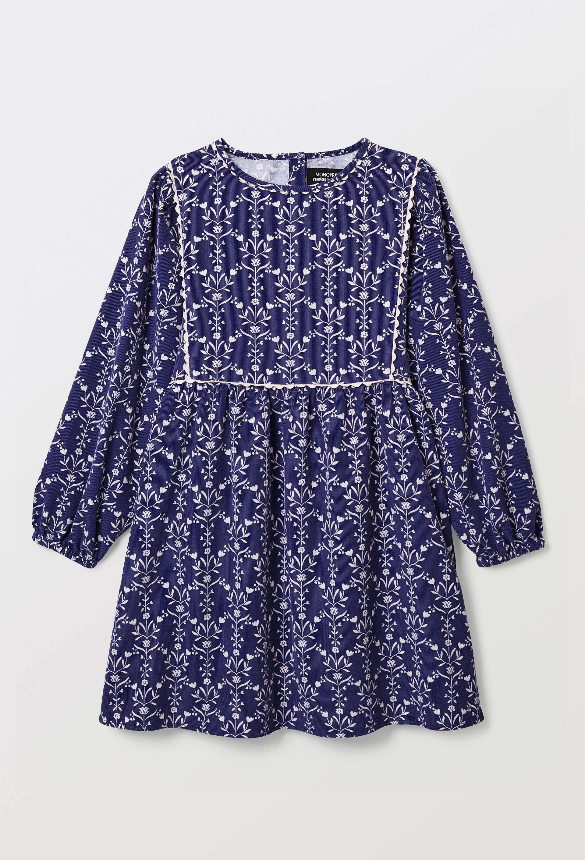 Robe en velours imprim&eacute;e en coton, Bleu fonc&eacute;, large image number 2.0