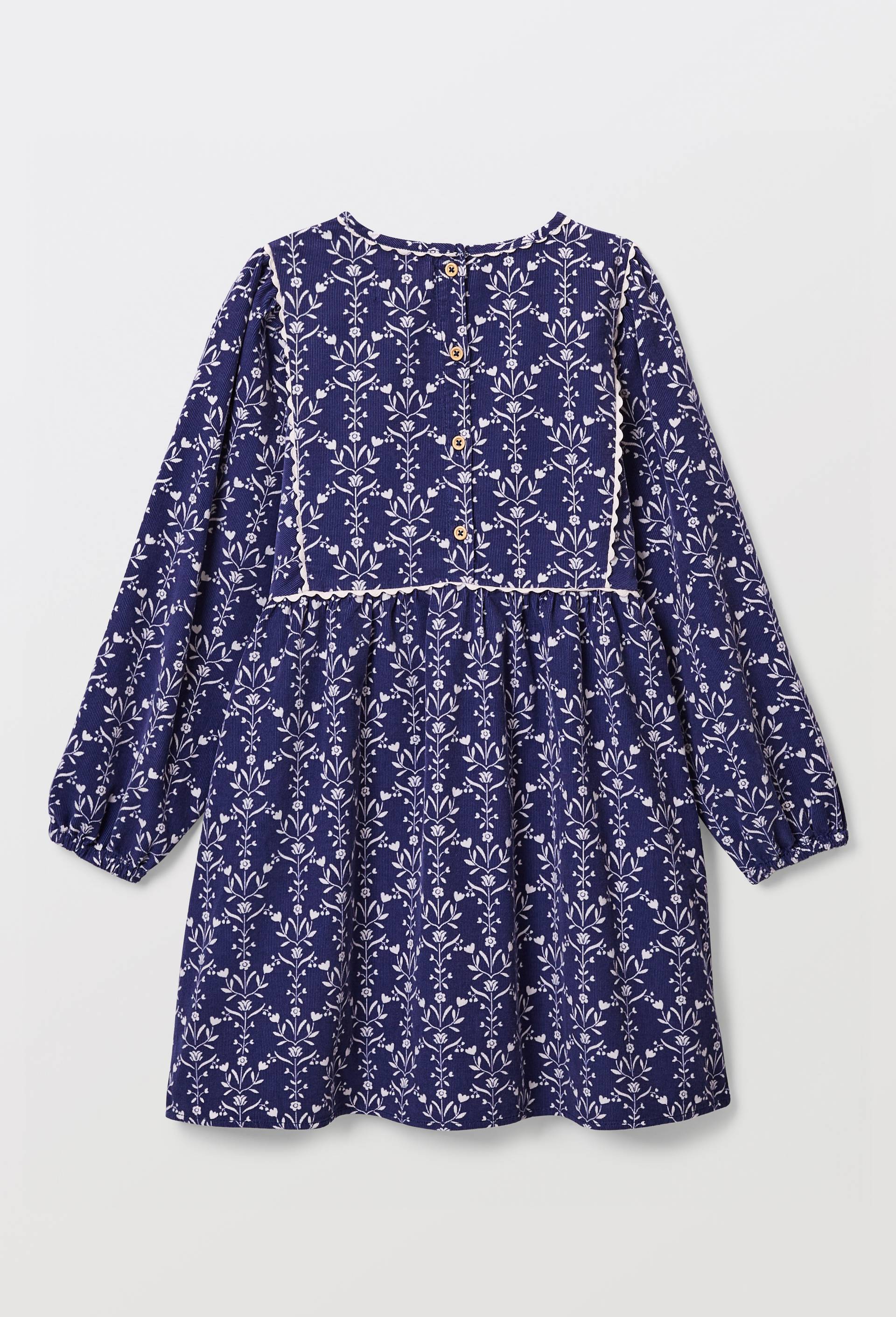 Robe en velours imprim&eacute;e en coton, Bleu fonc&eacute;, large image number 3