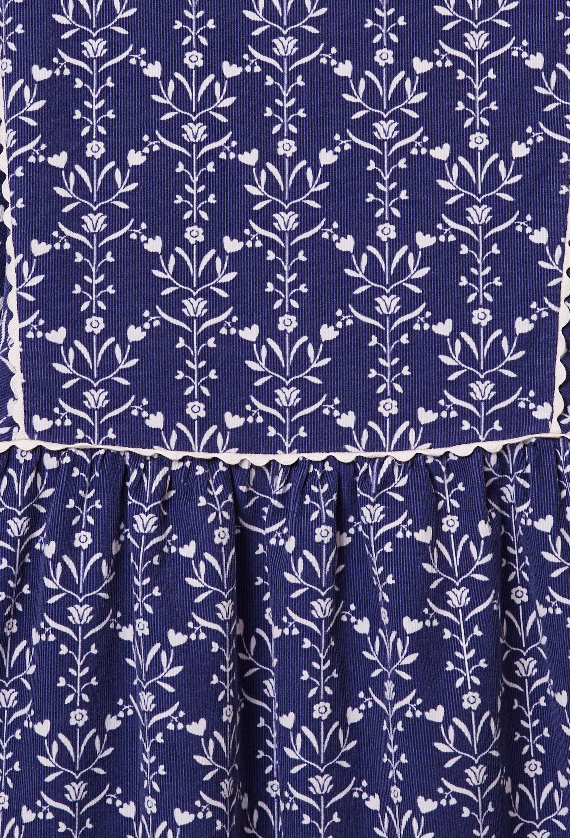 Robe en velours imprim&eacute;e en coton, Bleu fonc&eacute;, large image number 4.0