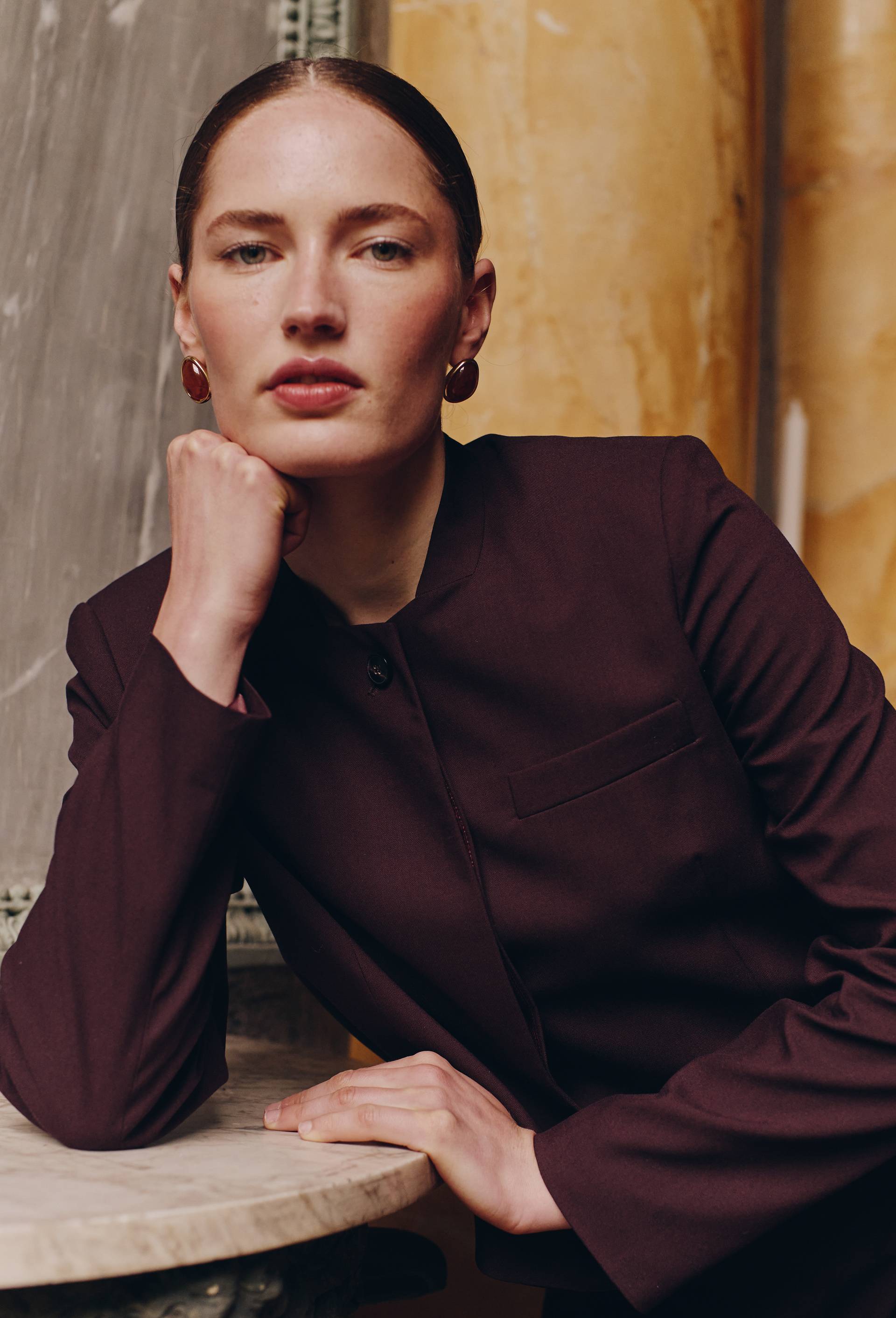 Veste blazer manches longues unie, Brun fonc&eacute;, large image number 0