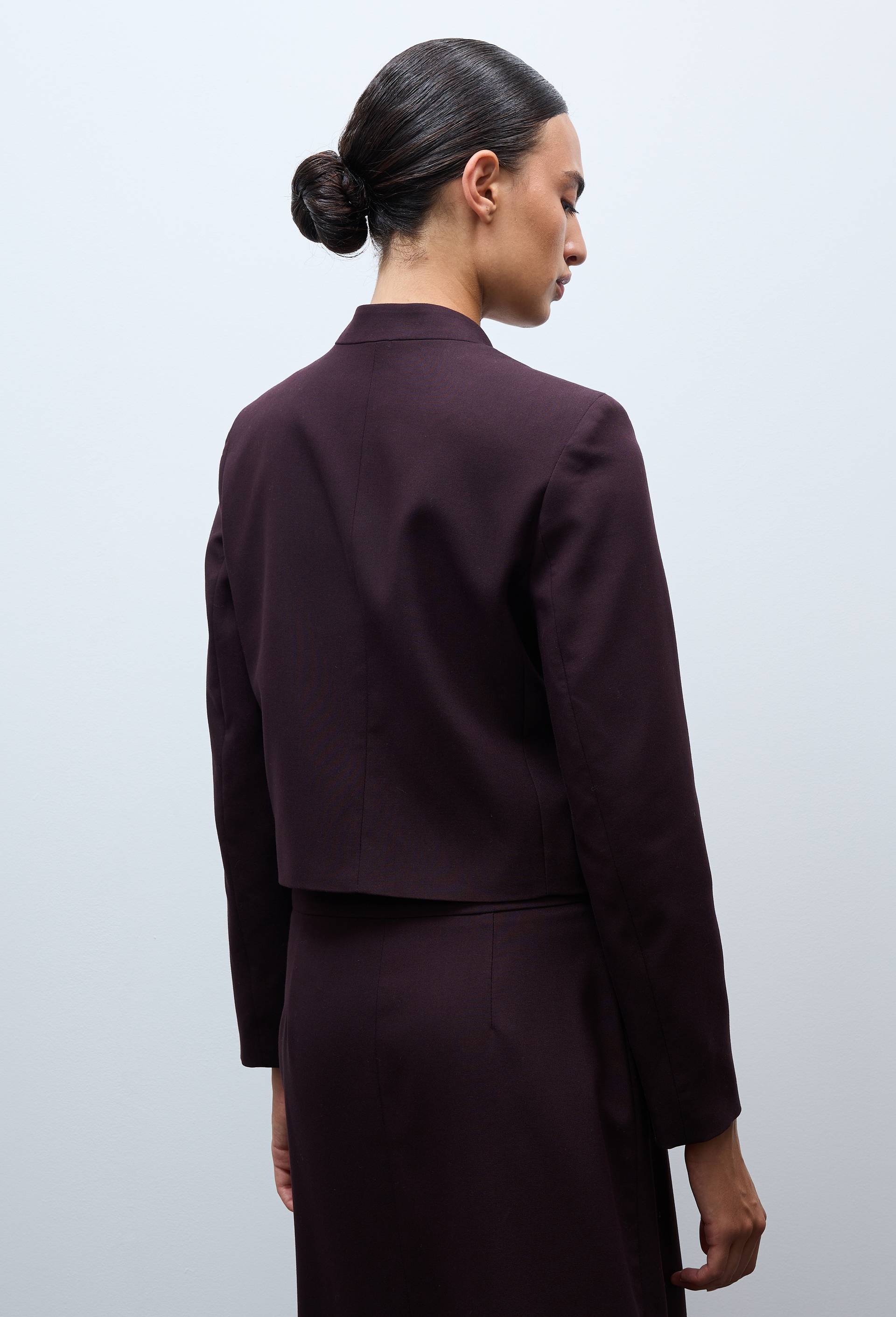 Veste blazer manches longues unie, Brun fonc&eacute;, large image number 1.0