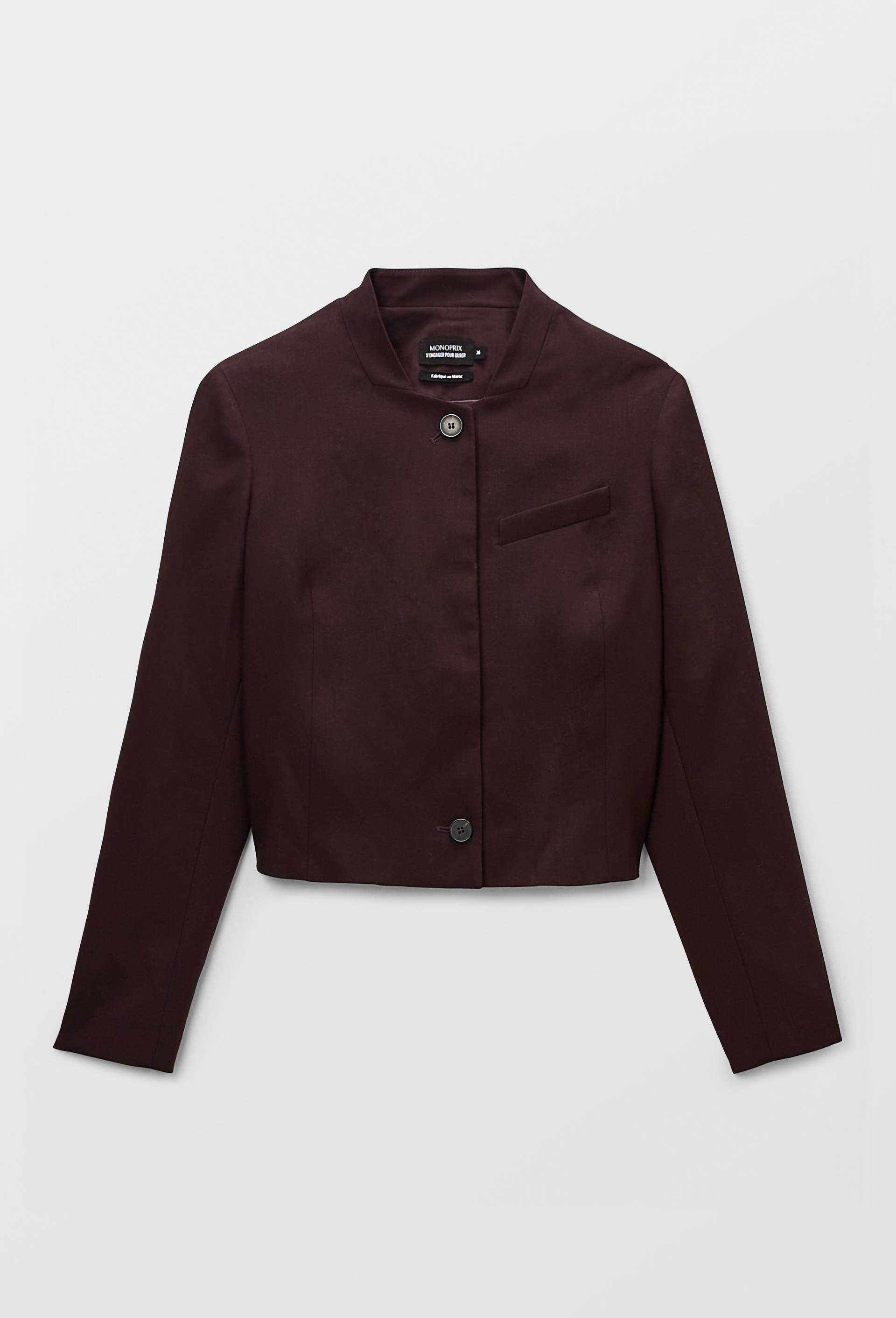 Veste blazer manches longues unie, Brun fonc&eacute;, large image number 2.0