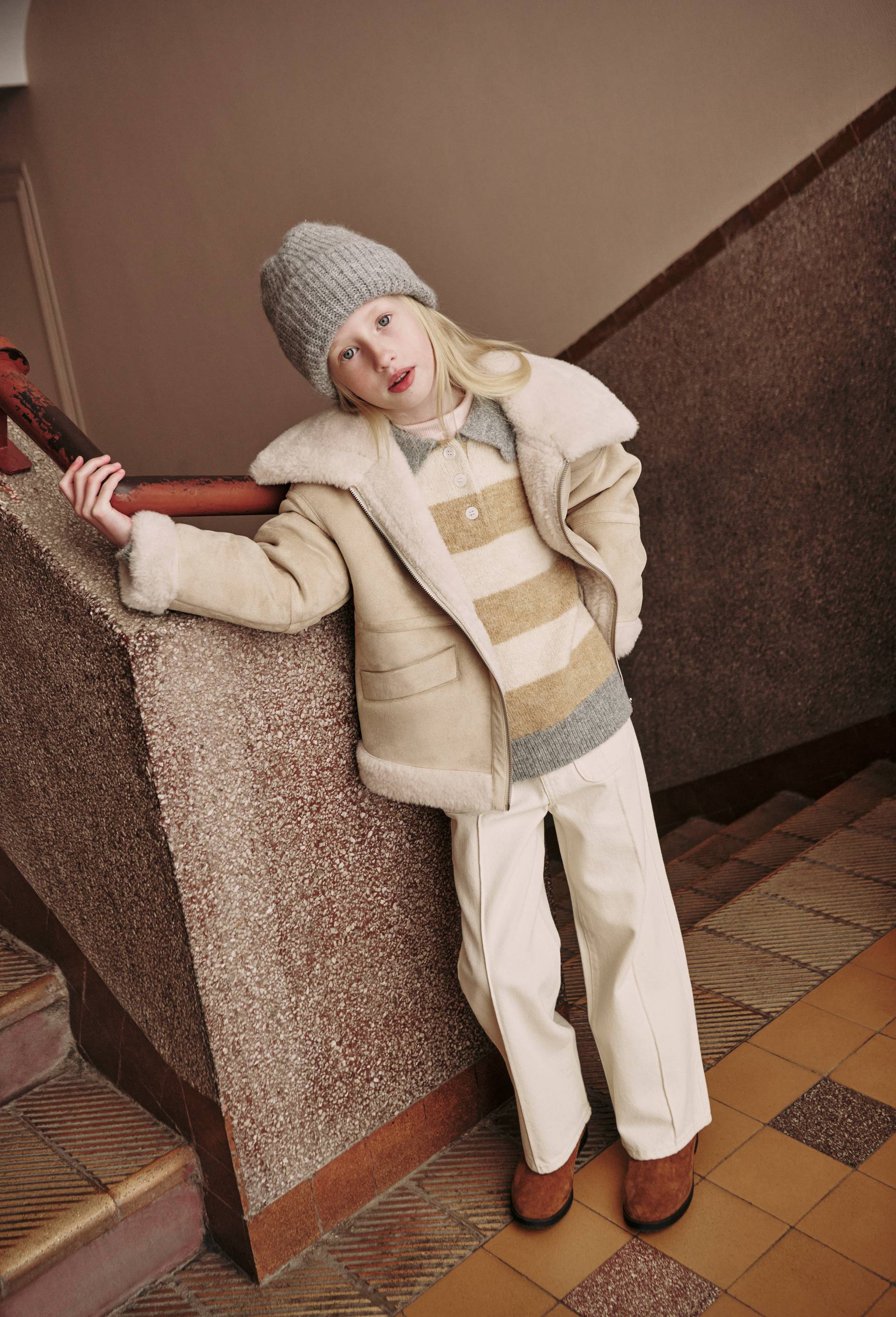 Manteau effet peau lainée