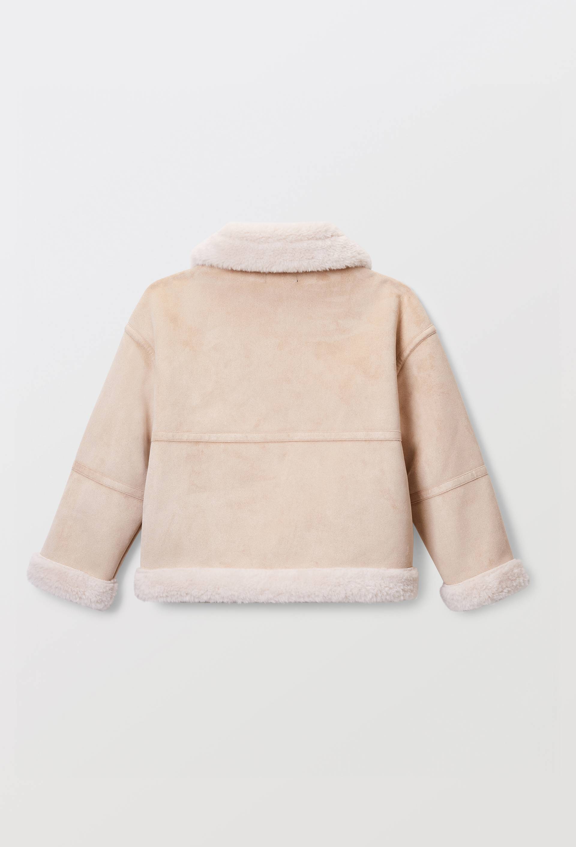 Manteau effet peau lain&eacute;e, Beige clair, large image number 1.0