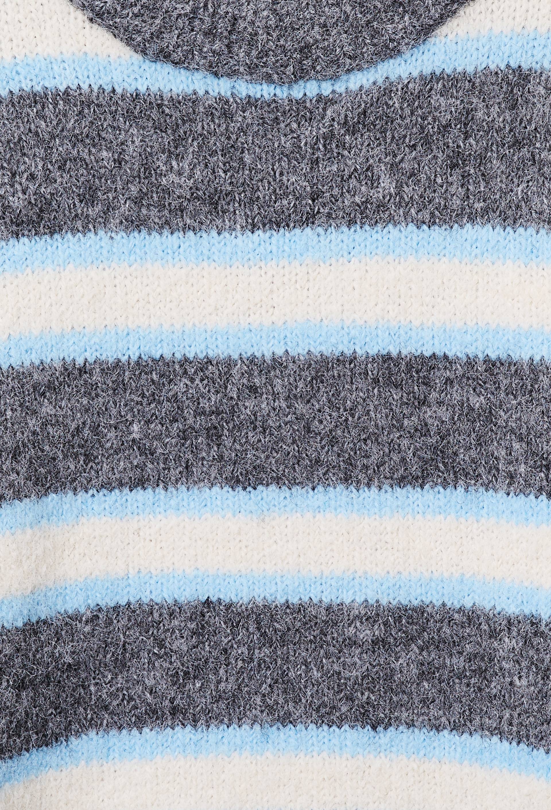 Pull ray&eacute; col rond, Gris, large image number 3.0