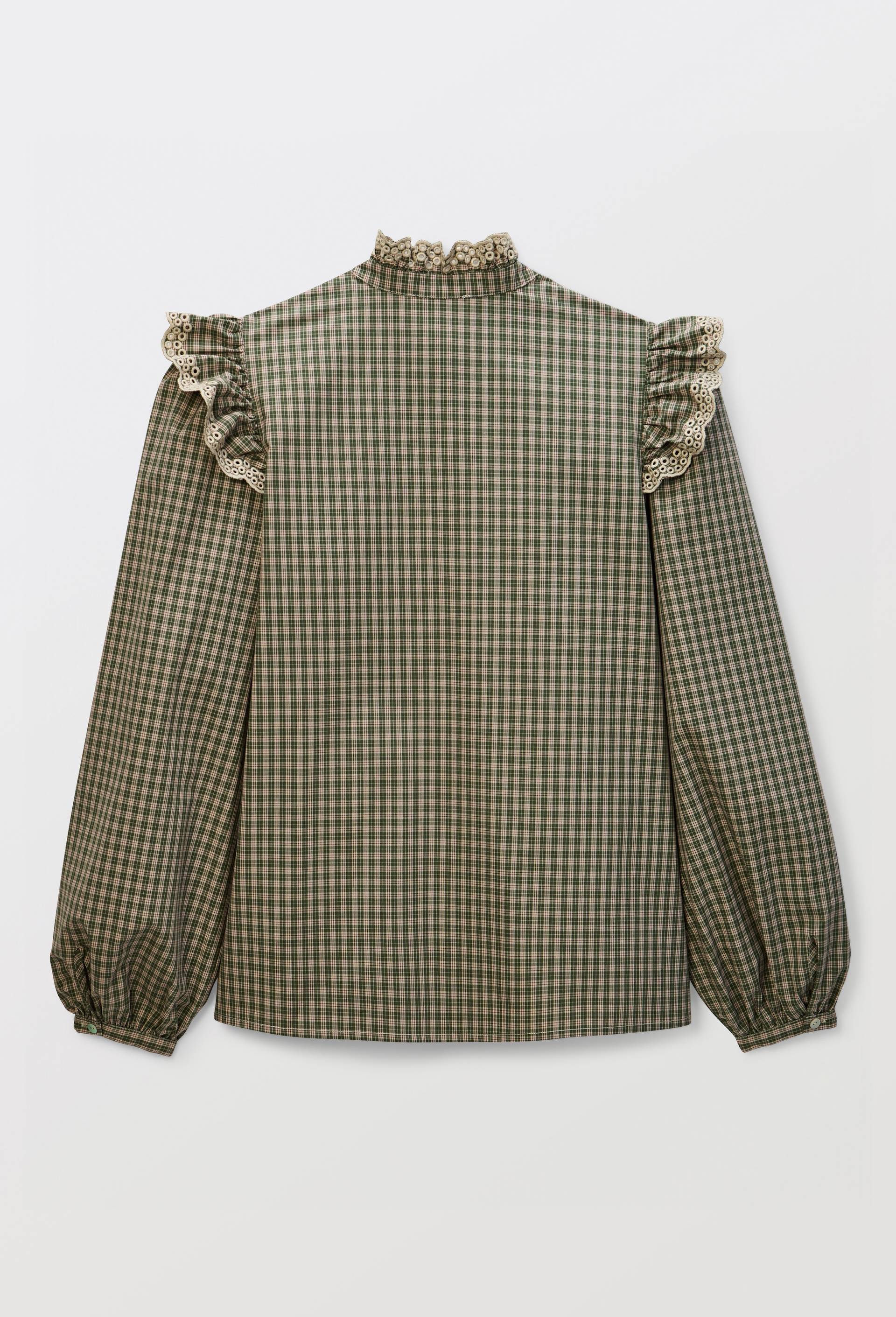 Chemise manches longues &agrave; carreaux en coton BIO GOTS, Vert fonc&eacute;, large image number 3