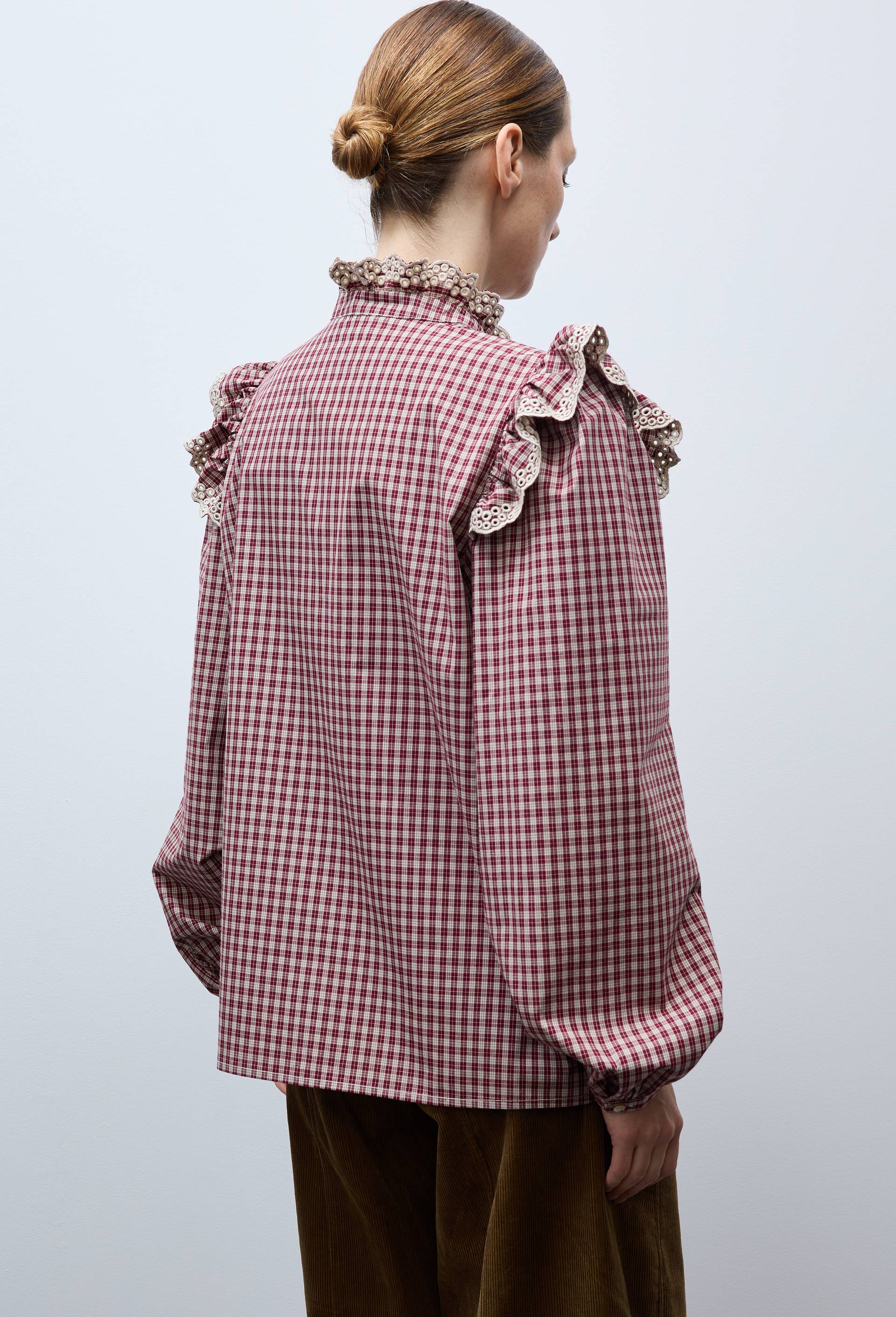 Chemise manches longues &agrave; carreaux en coton BIO GOTS, Brun, large image number 1
