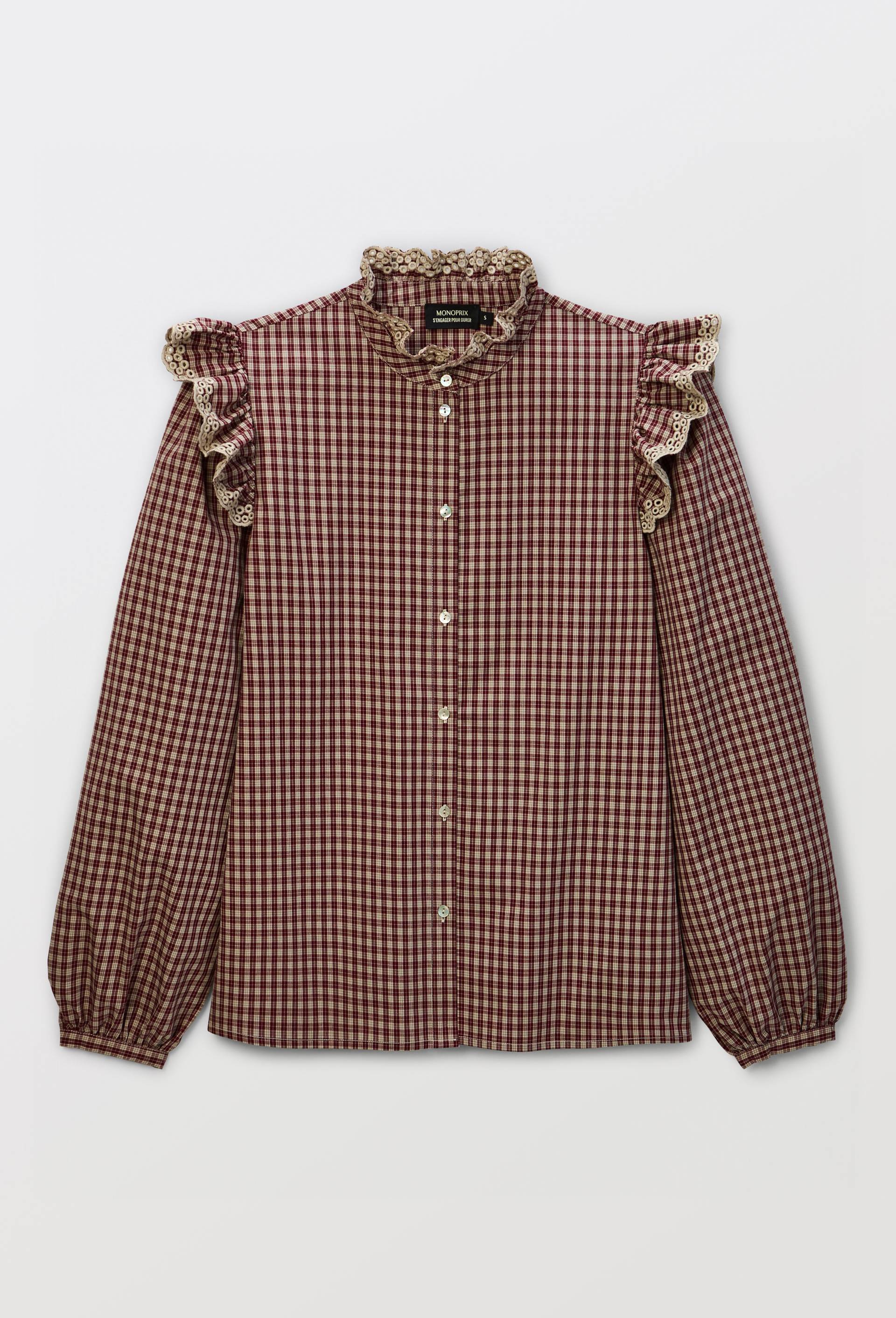 Chemise manches longues &agrave; carreaux en coton BIO GOTS, Brun, large image number 2.0