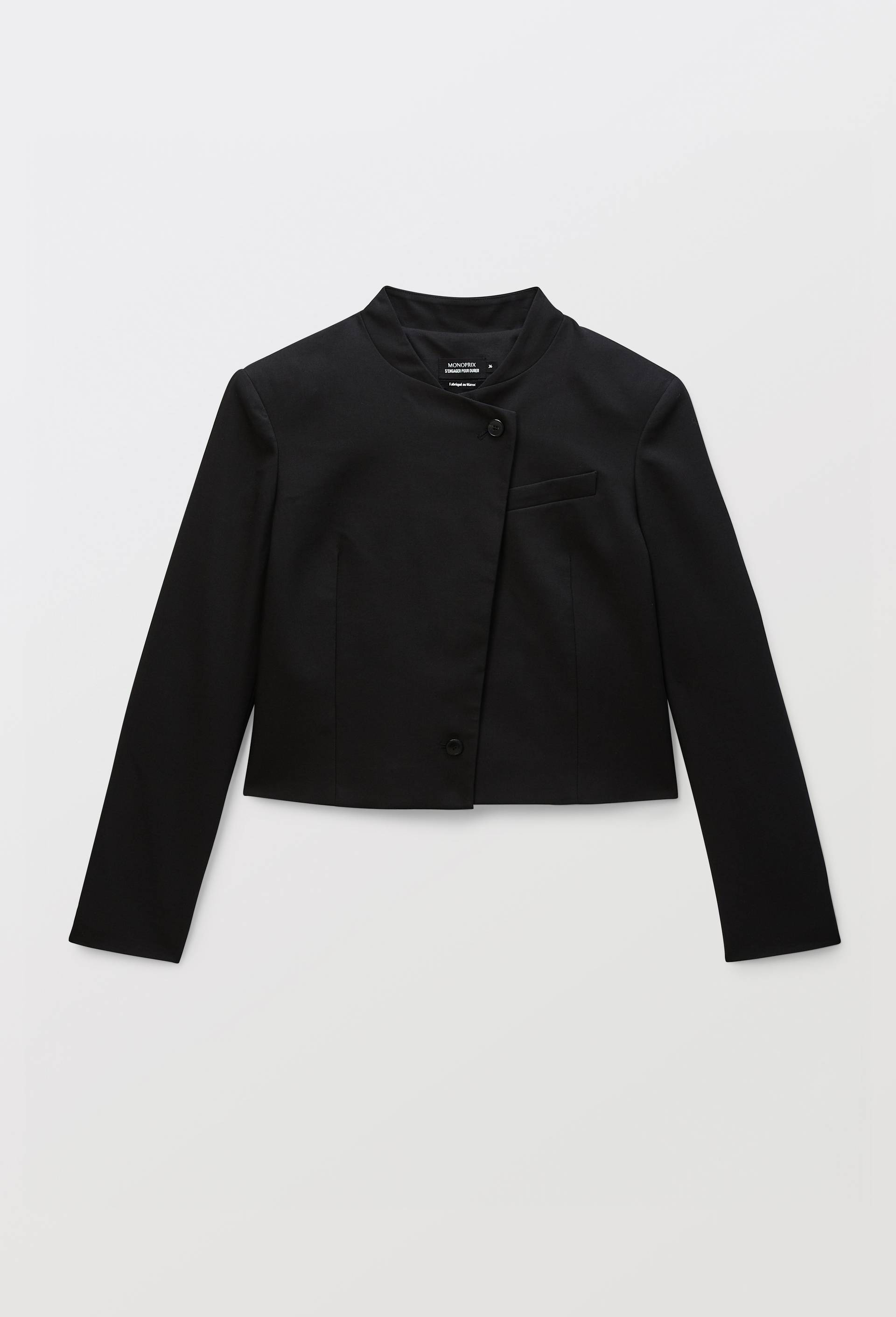Veste blazer manches longues unie, Noir, large image number 2.0
