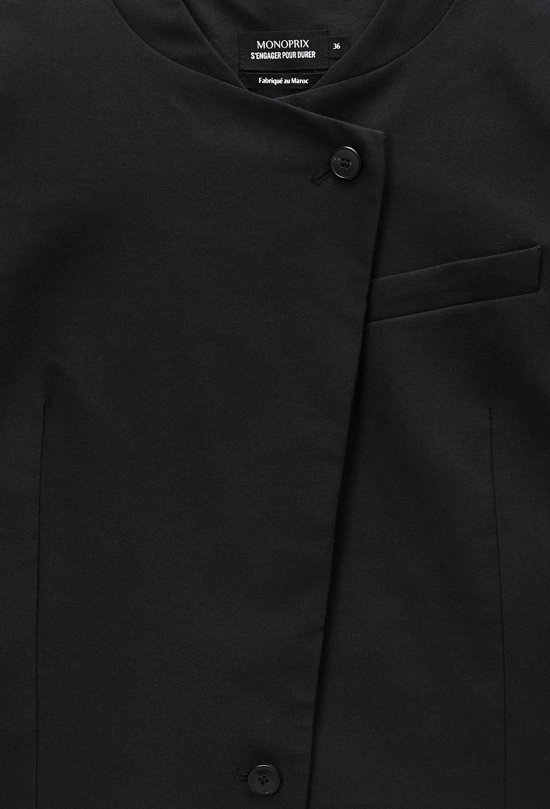 Veste blazer manches longues unie, Noir, large image number 4.0