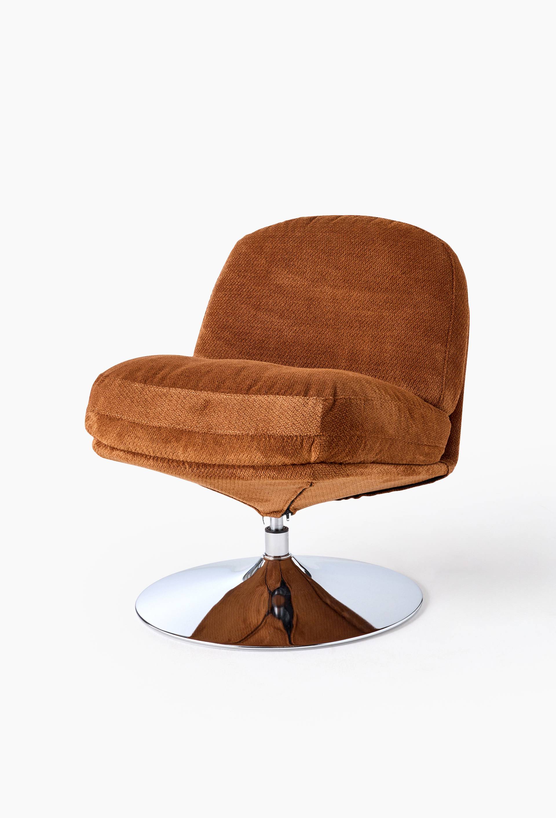 Fauteuil tournant, 65x76x75cm, en polyester et m&eacute;tal, Brun, large image number 0.0