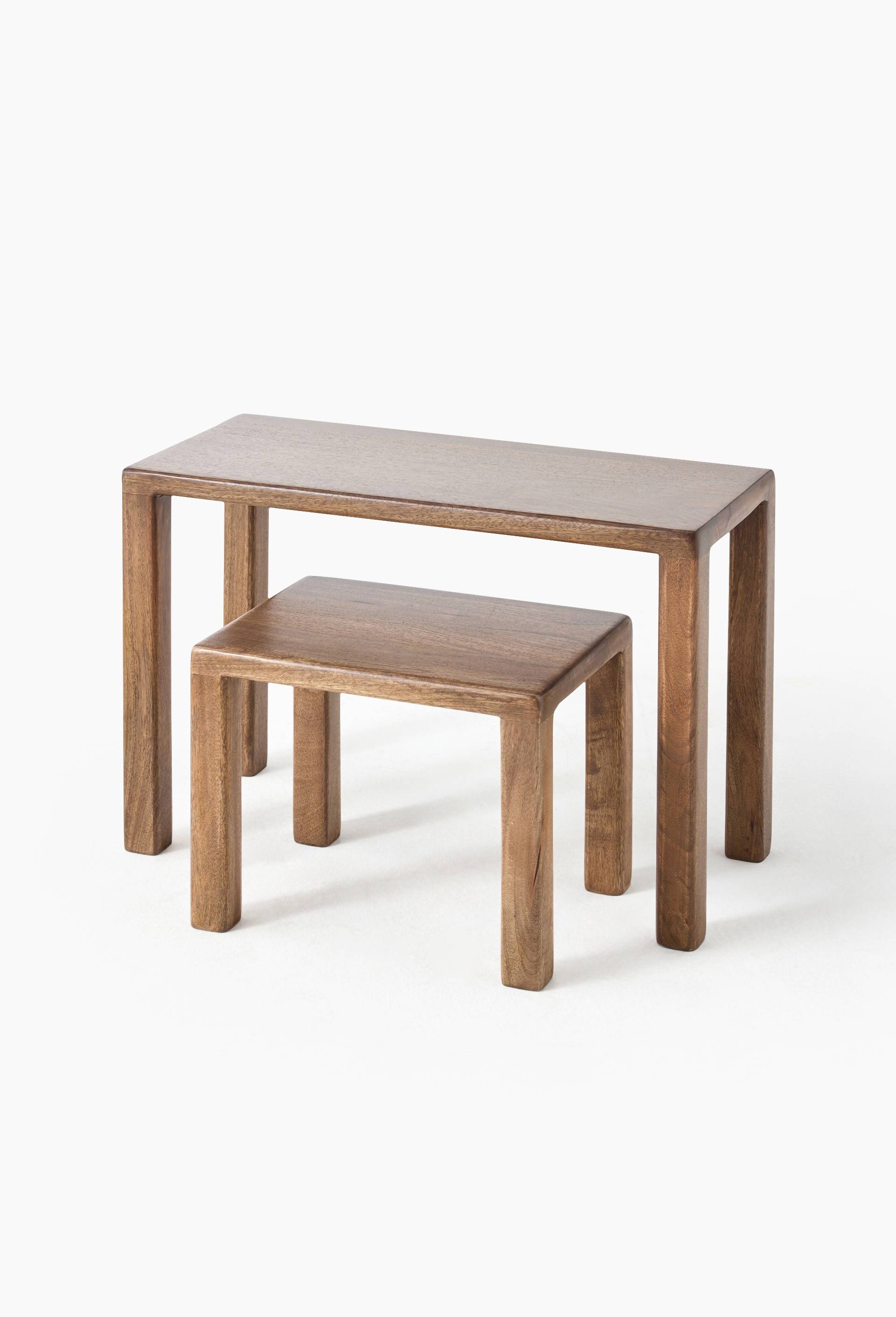 Petite table, L26xH25,5xP35,5 cm, en bois de manguier, Beige clair, large image number 1