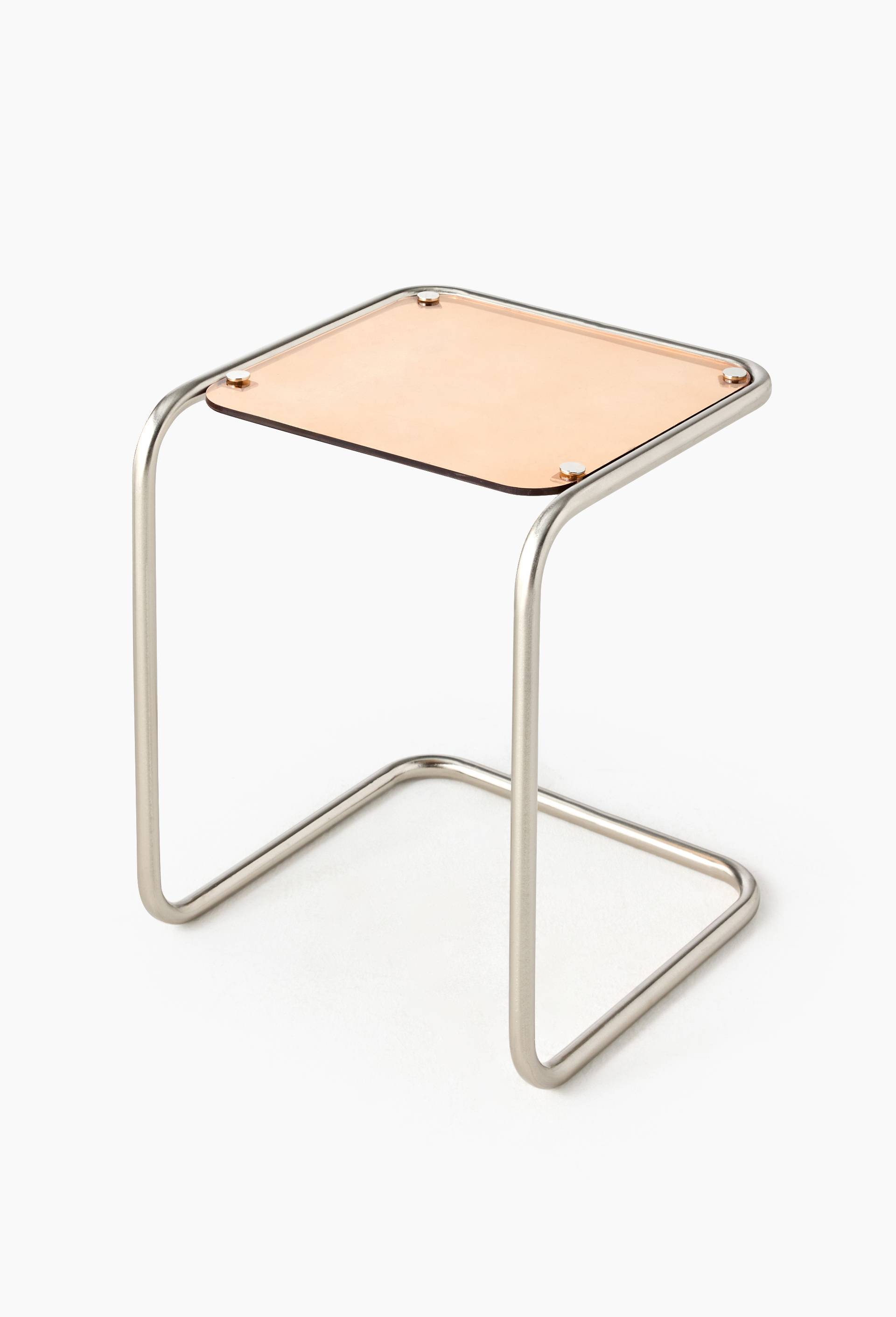 Table, 38xH45cm, en acier inoxydable et plexiglass, Argent, large image number 1