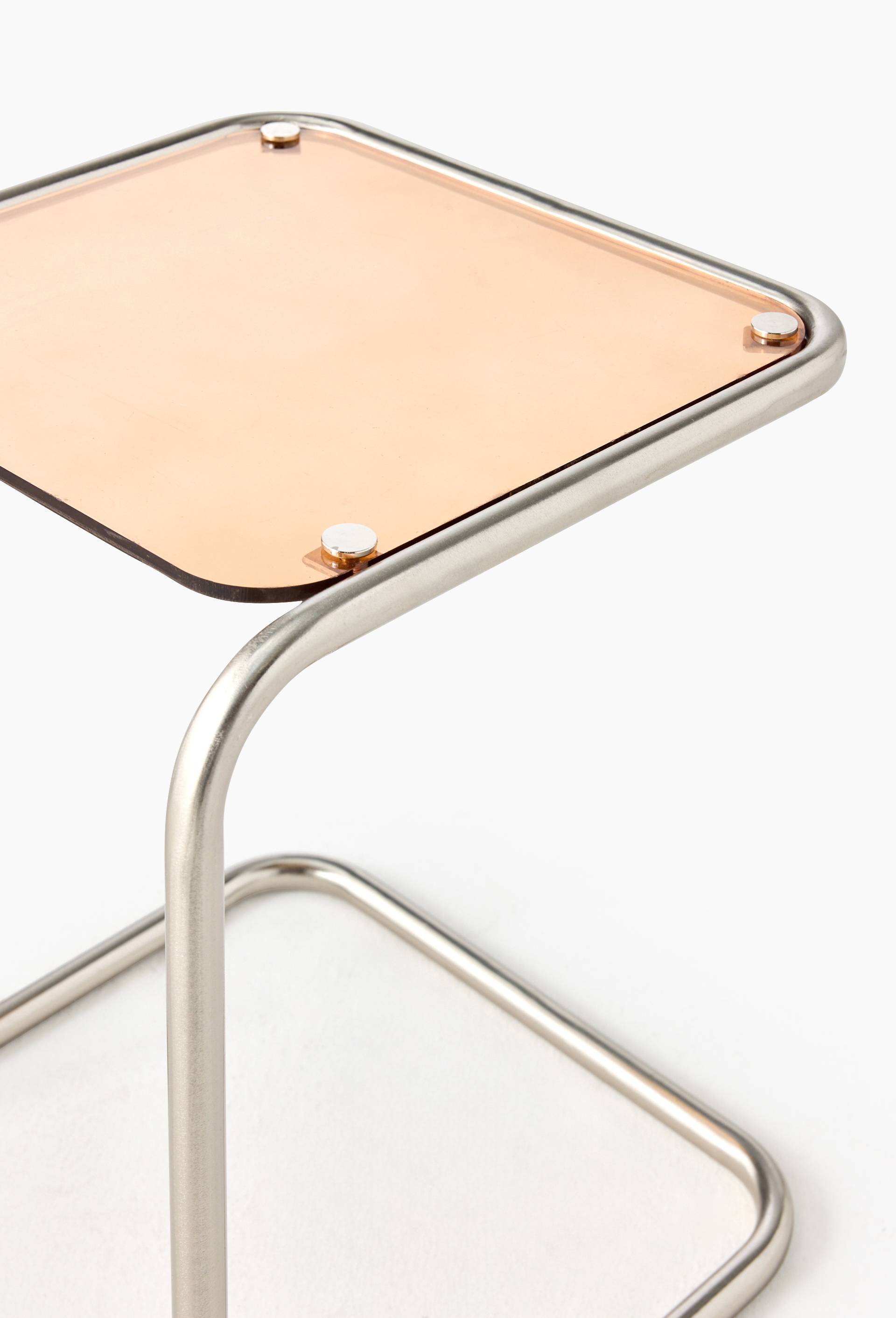 Table, 38xH45cm, en acier inoxydable et plexiglass, Argent, large image number 2