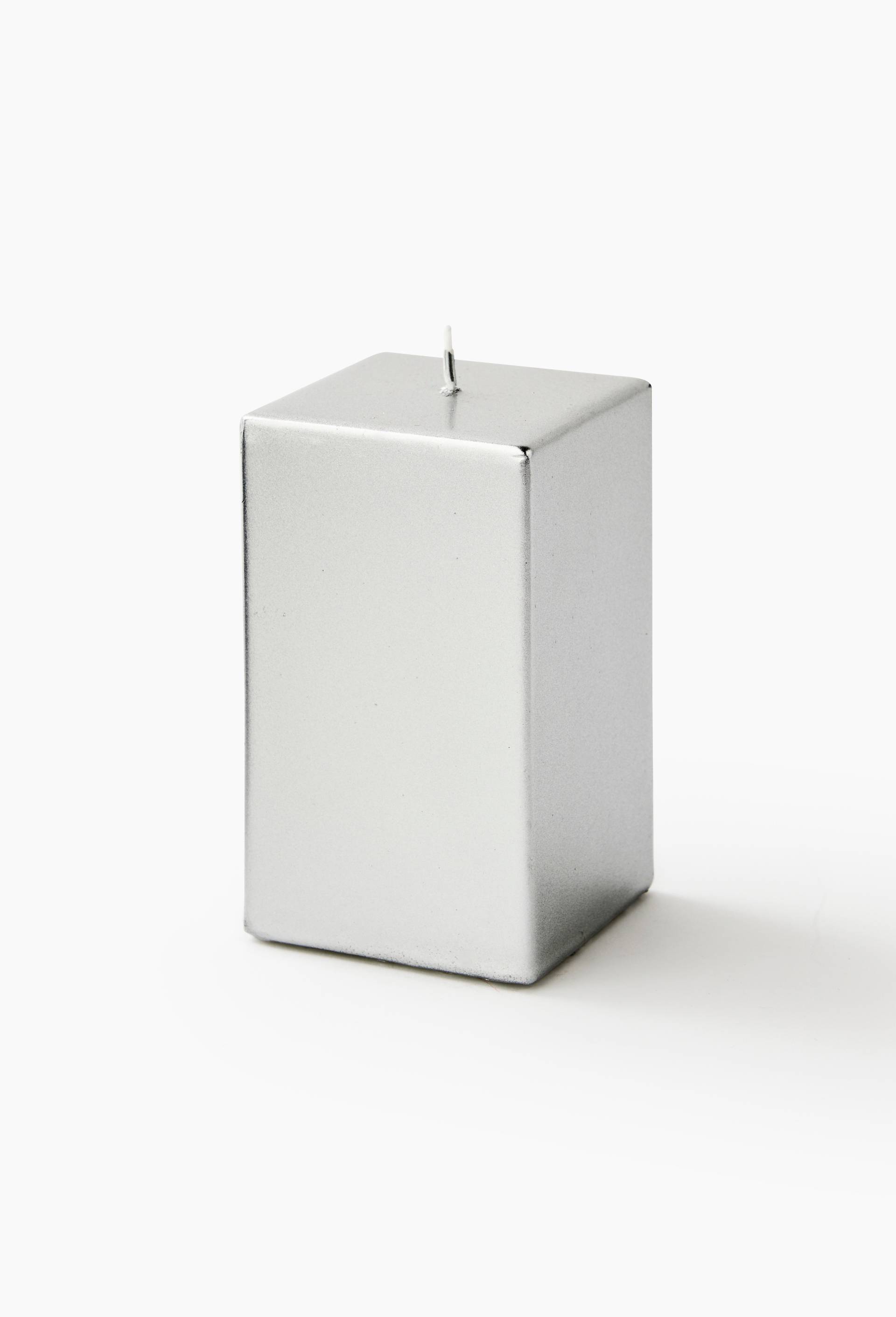 Bougie carr&eacute; fumeur laqu&eacute; MM, 7,7x7,7xH12cm, Argent, large image number 0