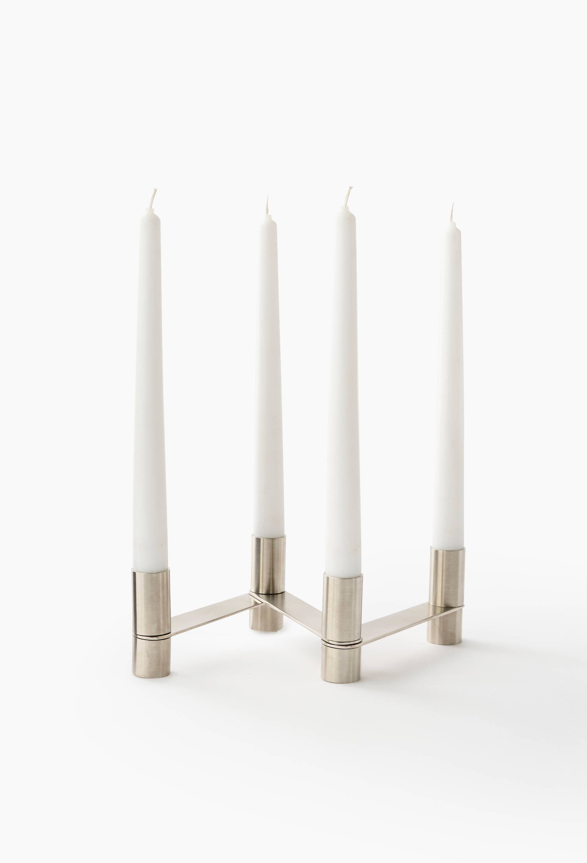 Bougeoir m&eacute;tal pliable 4 places METRO, 40,5x2,5x7cm, Argent, large image number 0