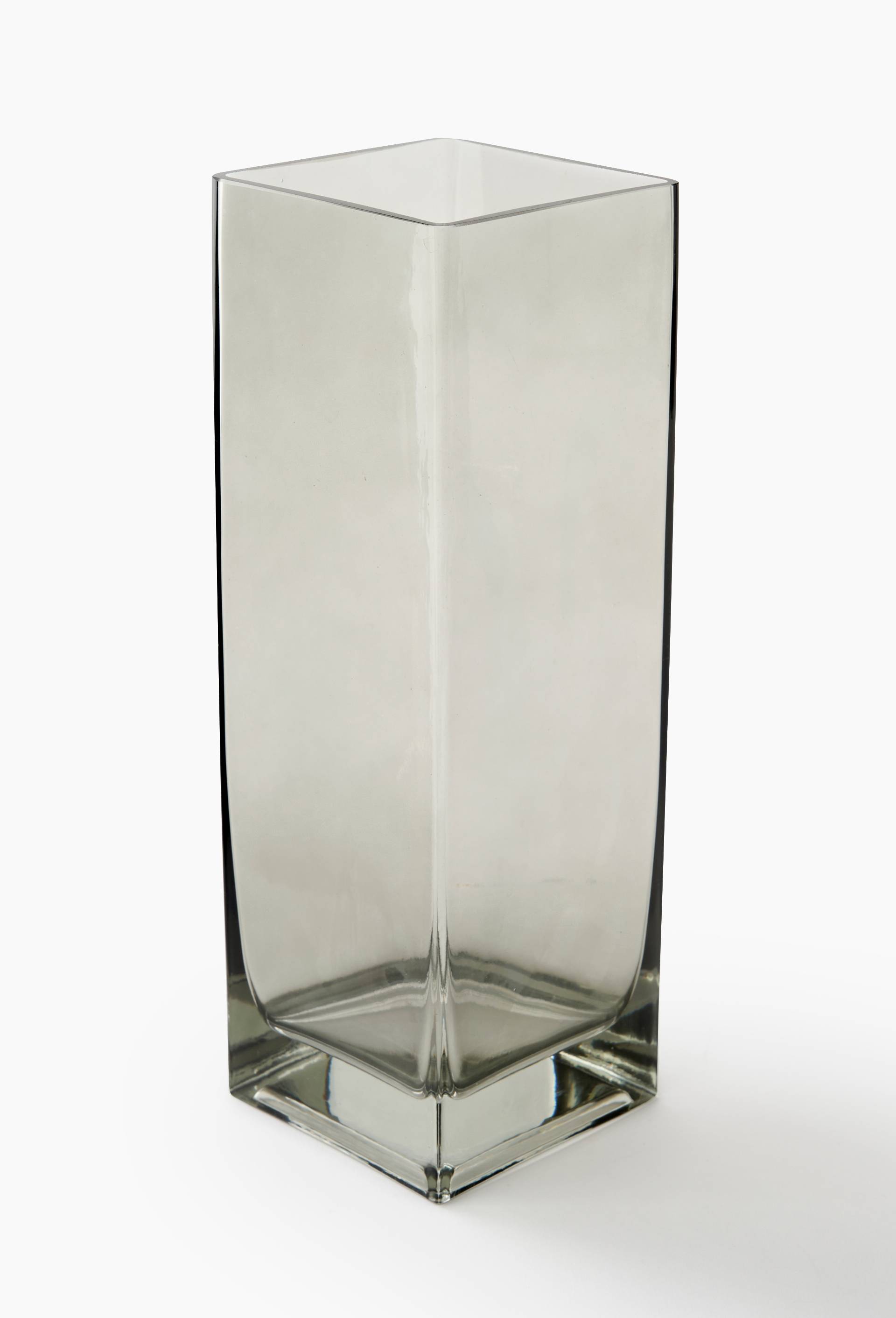 Vase carr&eacute; crystal transparent, 10xh30, Gris fonc&eacute;, large image number 0