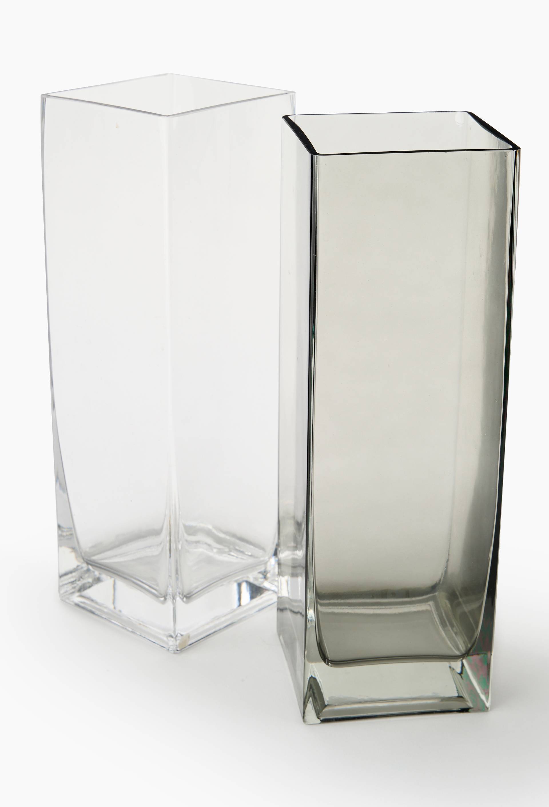 Vase carr&eacute; crystal transparent, 10xh30, Gris fonc&eacute;, large image number 1